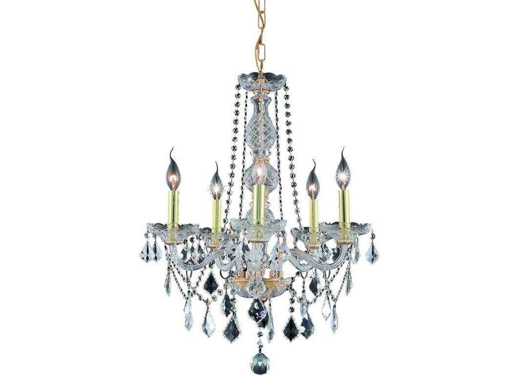 Elegant Lighting Verona 5-Light Gold Clear Crystal Glass Candelabra Chandelier