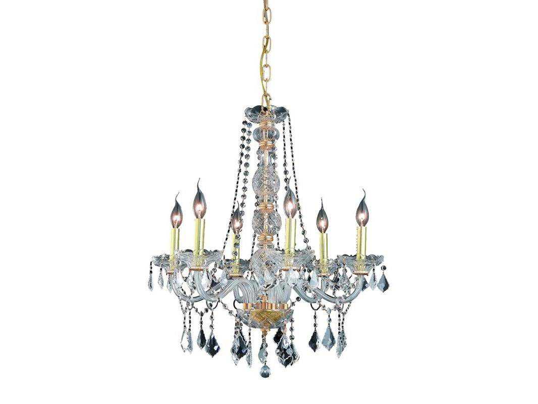 Elegant Lighting Verona 6-Light Gold Clear Crystal Glass Candelabra Chandelier