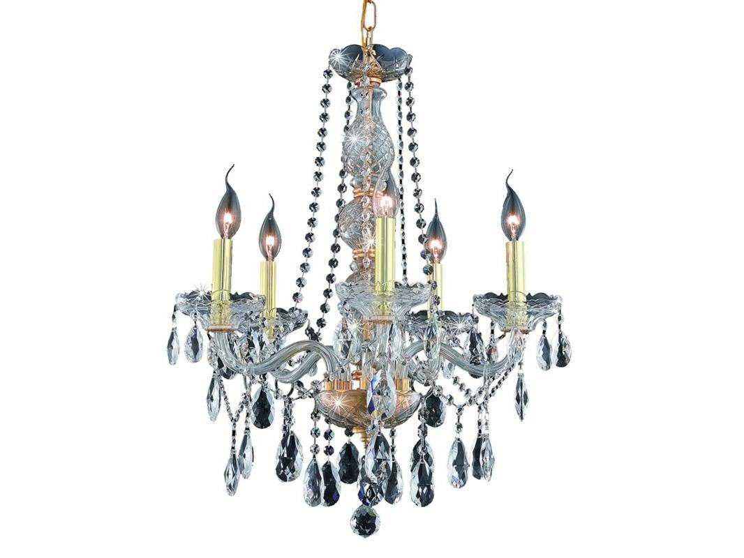Elegant Lighting Verona 5-Light Gold Clear Crystal Glass Candelabra Chandelier