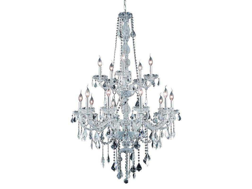 Elegant Lighting Verona 15-Light Chrome Clear Crystal Glass Candelabra Tiered Chandelier