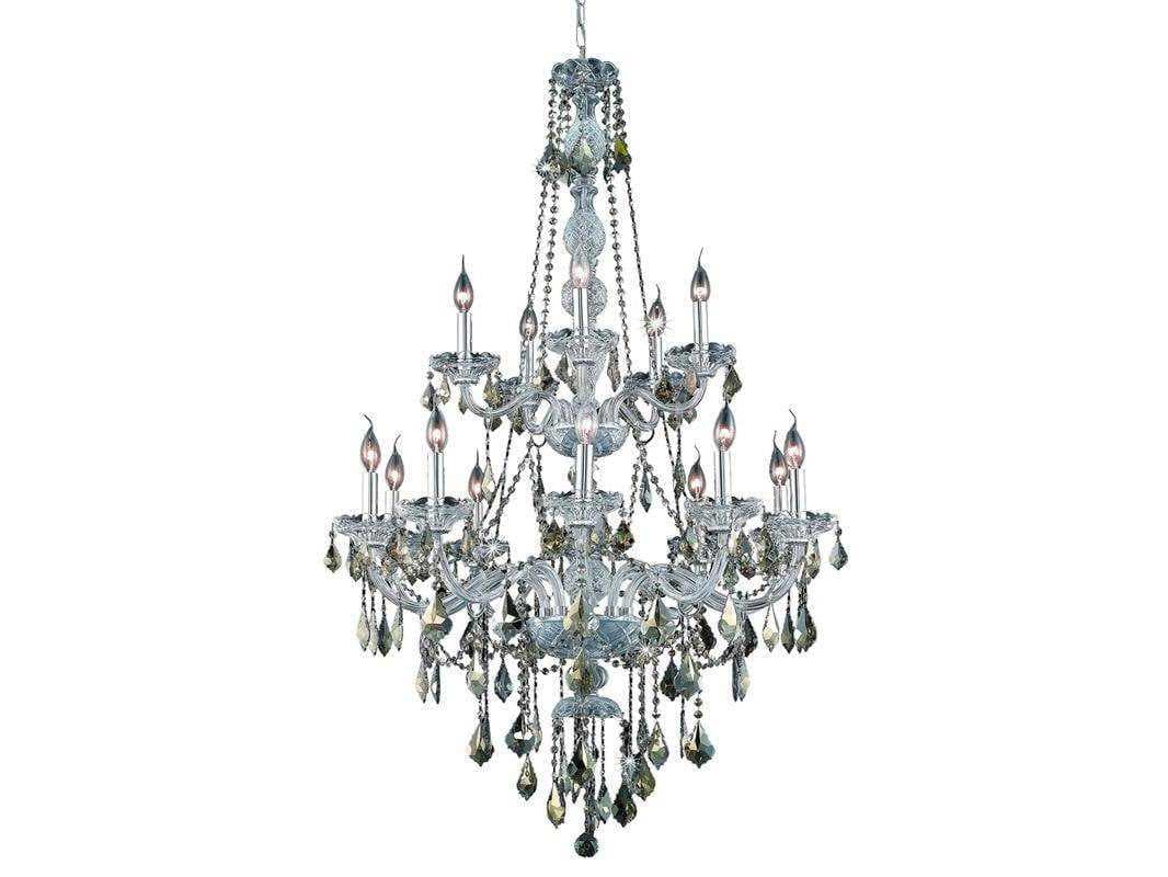 Elegant Lighting Verona 15-Light Chrome Gold Crystal Glass Candelabra Tiered Chandelier