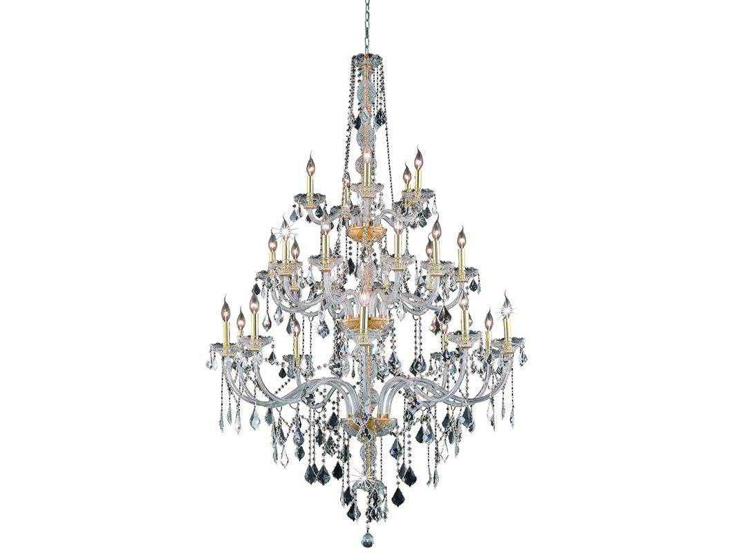 Elegant Lighting Verona 25-Light Gold Clear Crystal Glass Candelabra Tiered Chandelier
