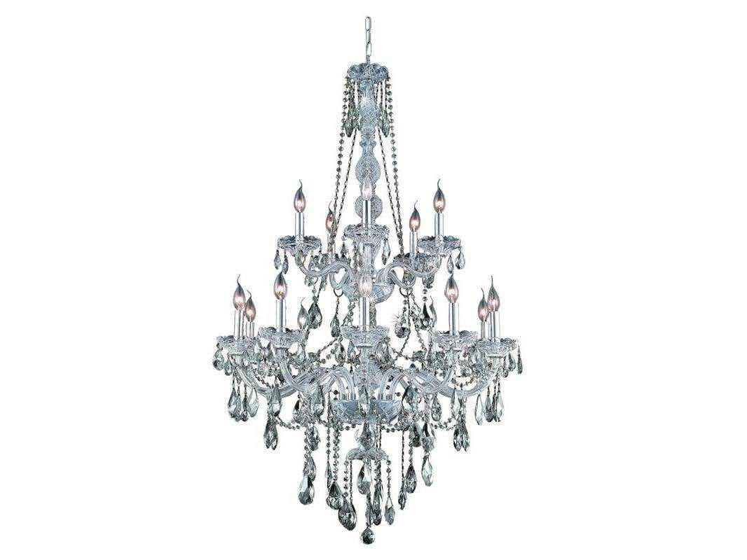 Elegant Lighting Verona 15-Light Chrome Gold Crystal Glass Candelabra Tiered Chandelier