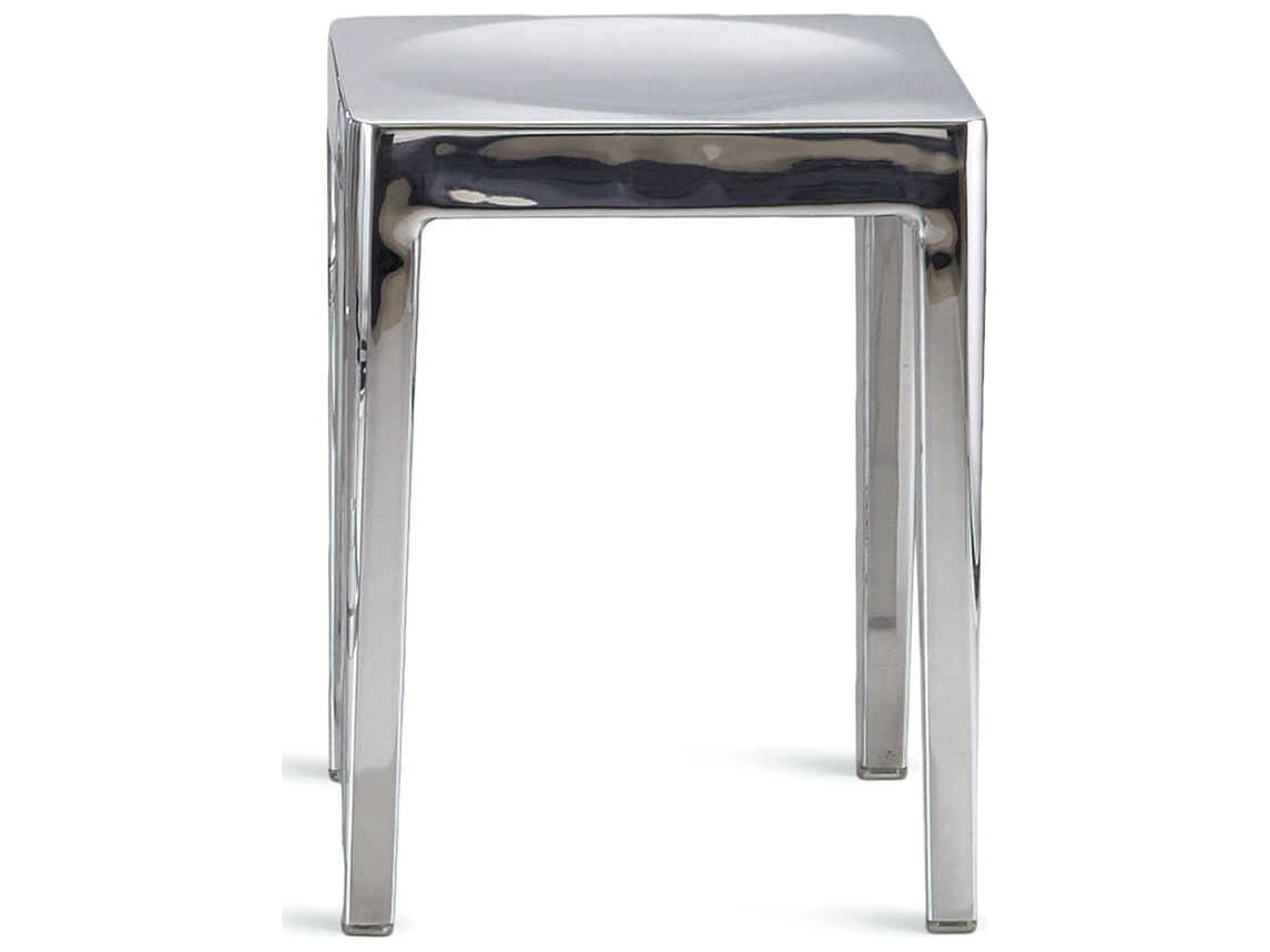 Emeco Polished Aluminum Silver Accent Stool