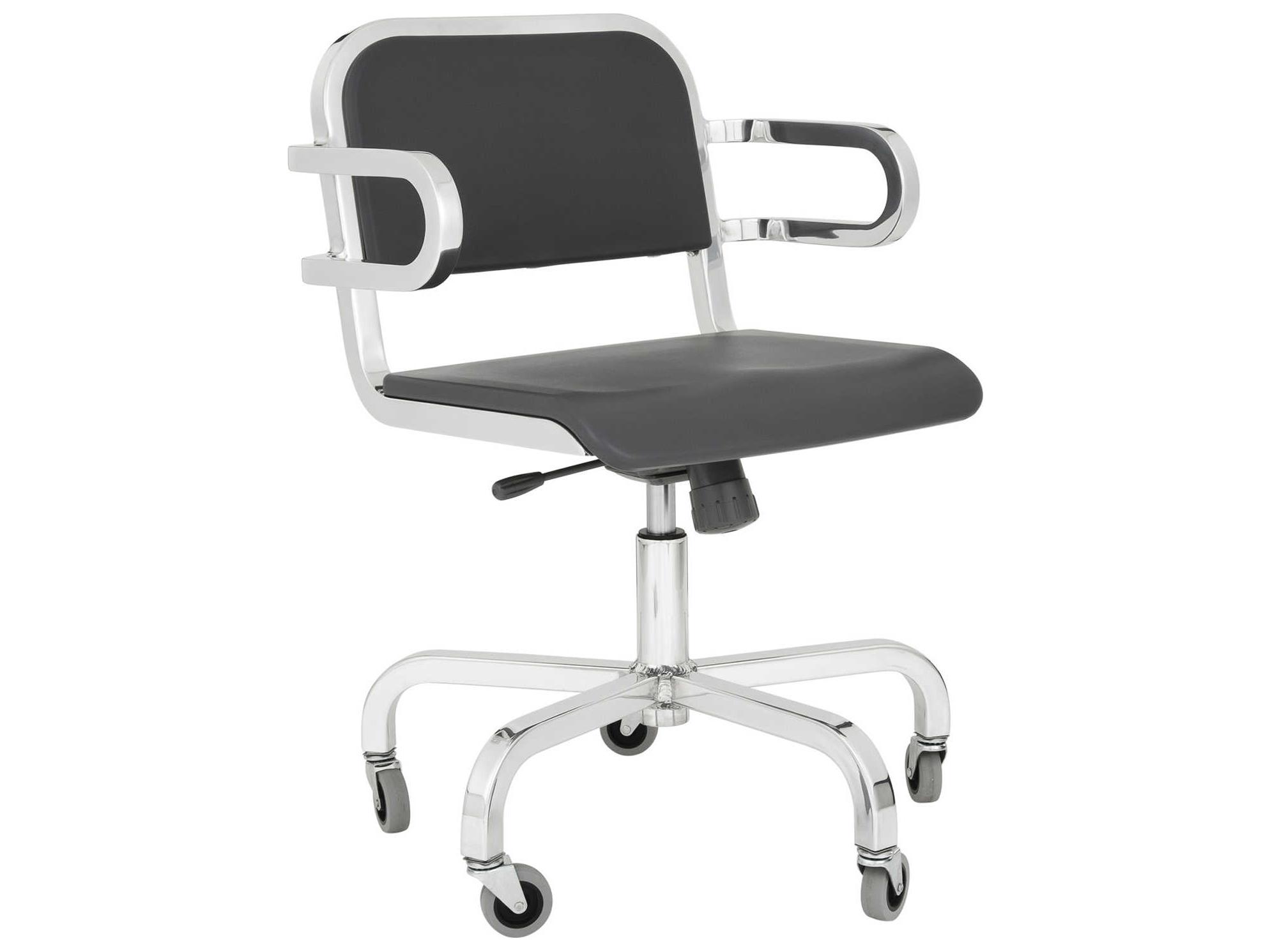 Emeco Nine-0 By Ettore Sottsass Brown Leather Swivel Computer Office Chair