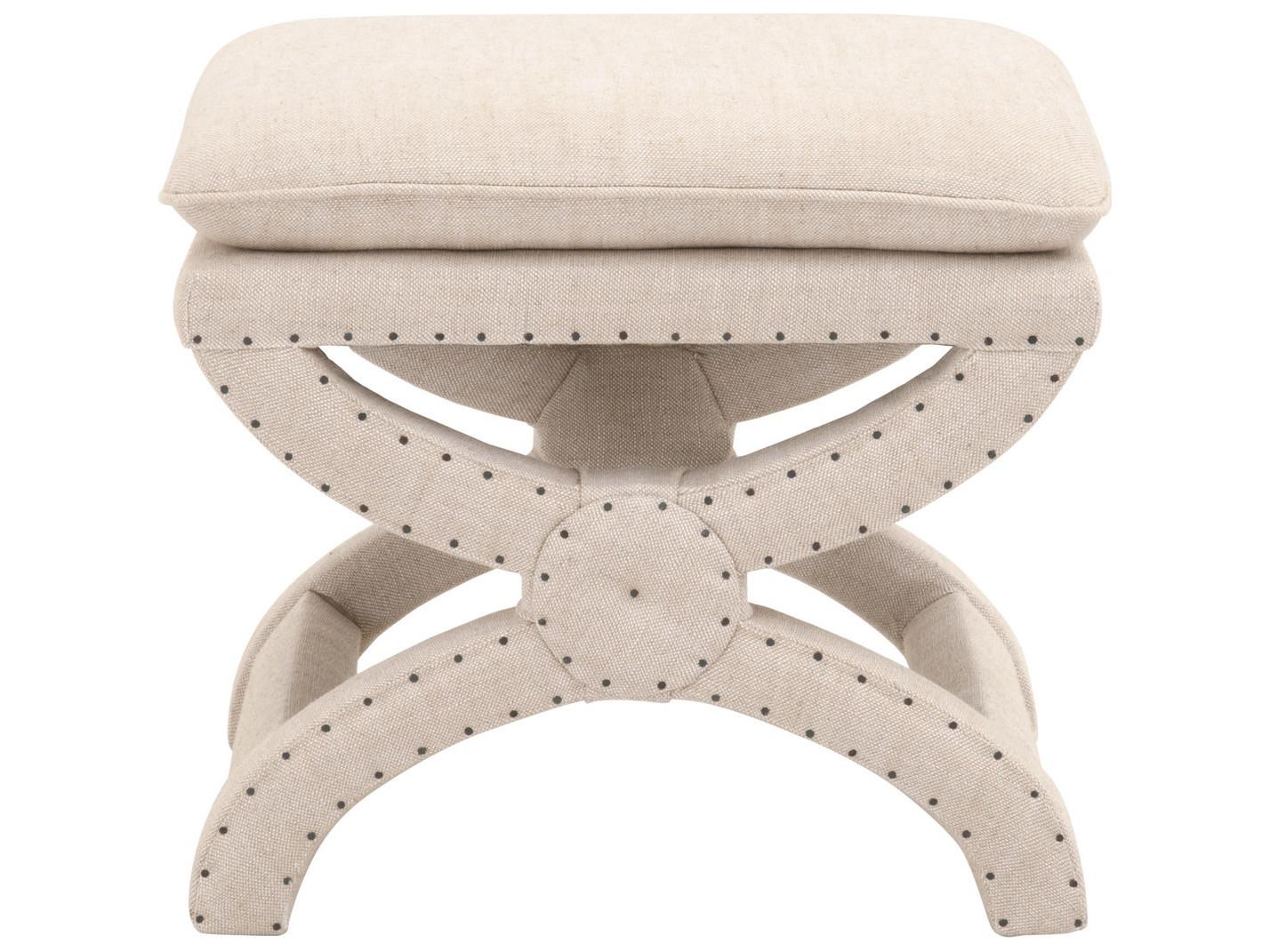 Luxecor Respite French Linen Beige Upholstered Ottoman