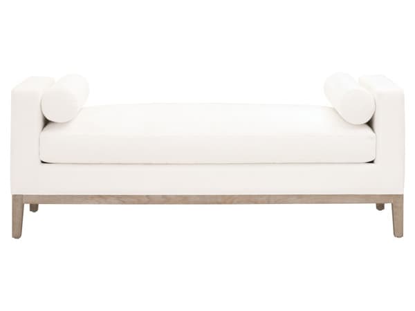 Luxecor Respite White Upholstered Accent Bench