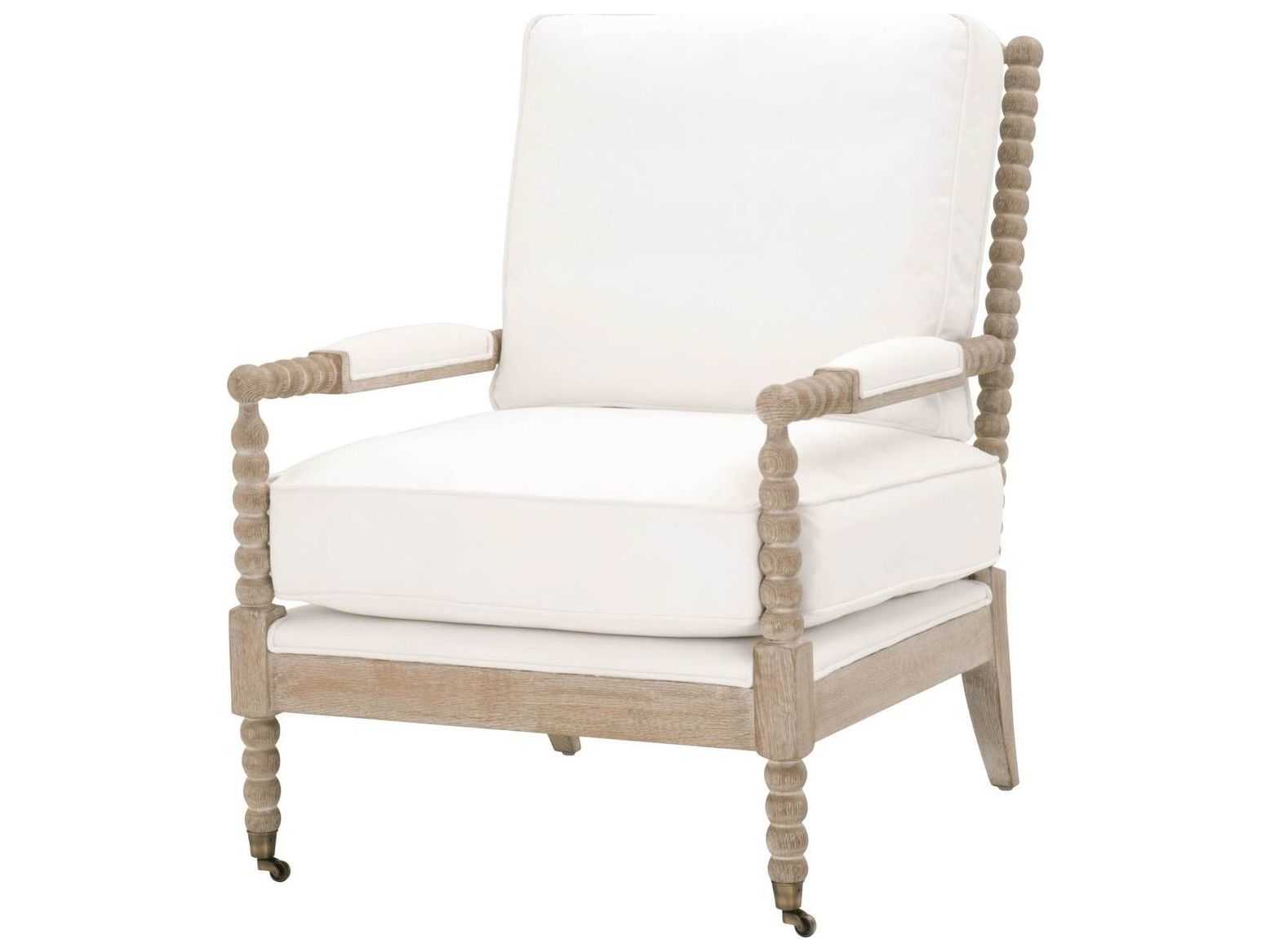 Luxecor Respite Rolling White Fabric Accent Chair