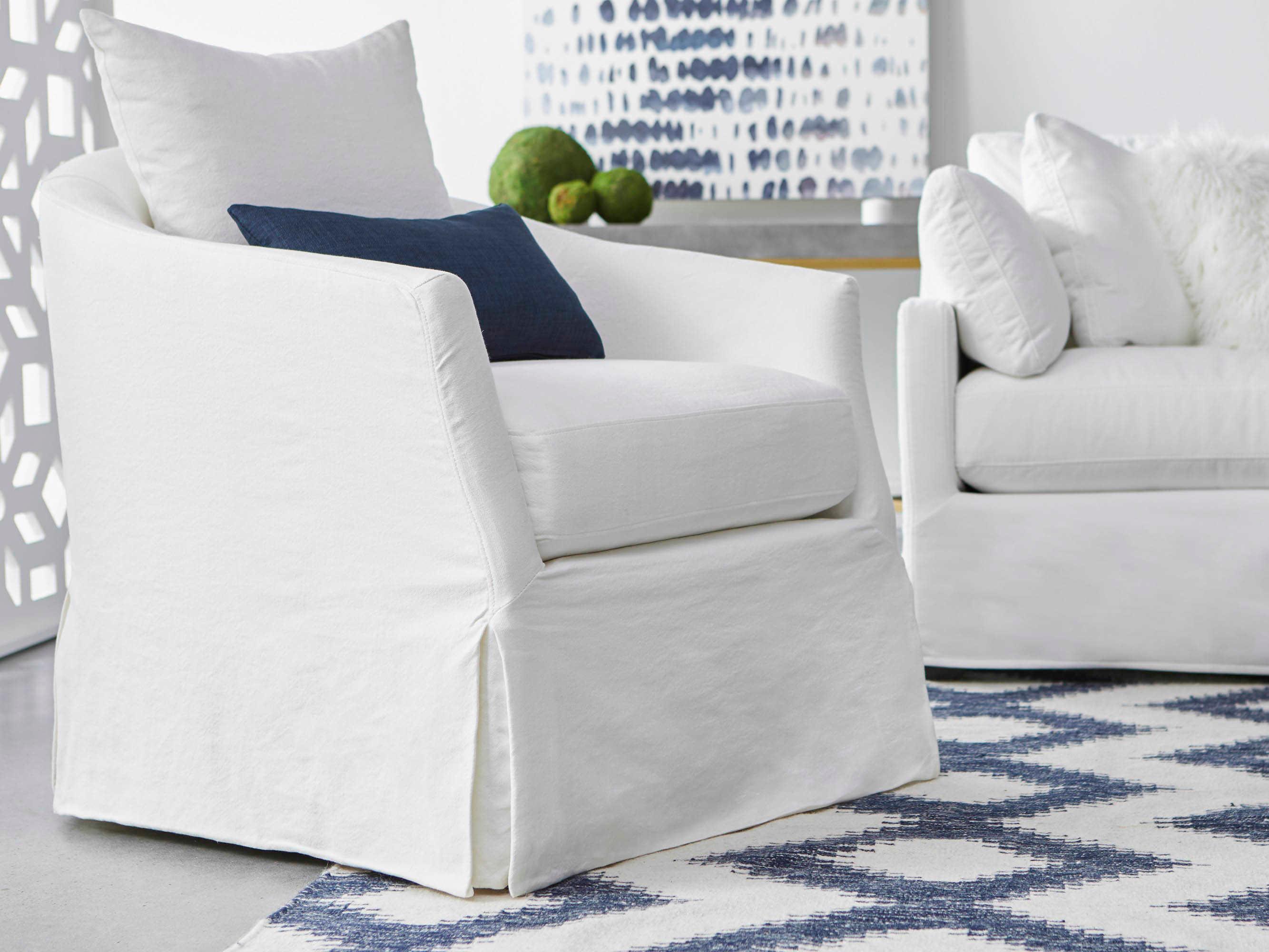 Essentials for Living Stitch & Hand Faye Swivel White Fabric Accent Chair