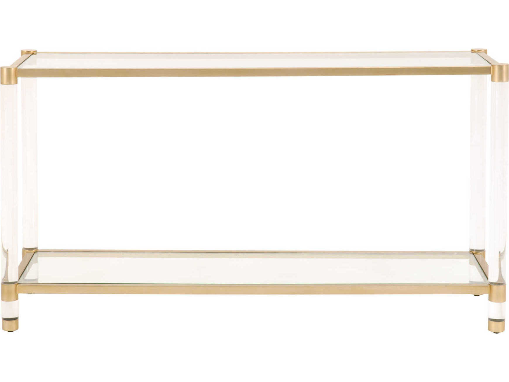 Essentials for Living Traditions Nouveau Rectangular Glass Brass Clear Console Table