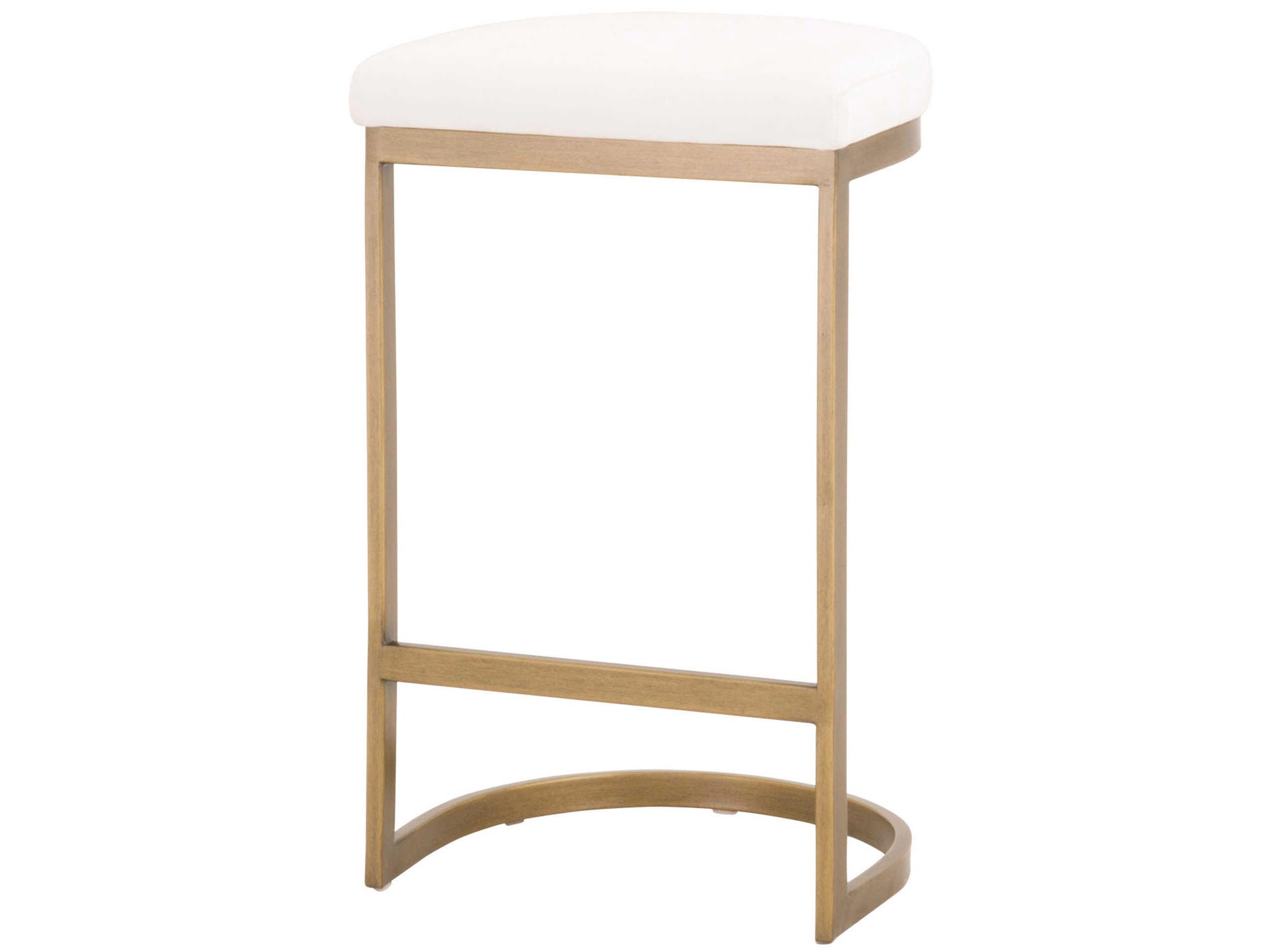 Essentials for Living Traditions Cresta Upholstered Peyton Pearl Brushed Gold Counter Stool