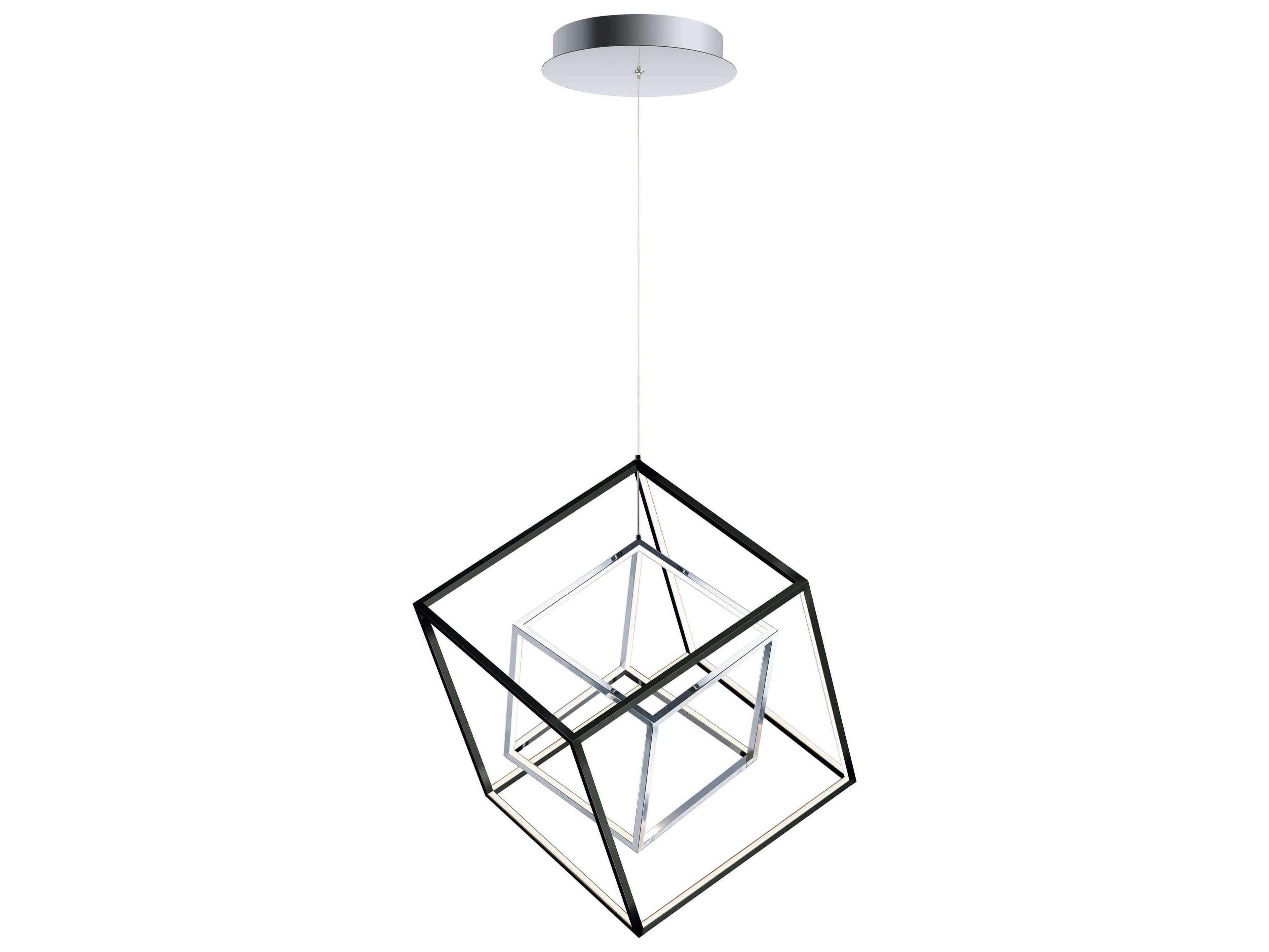 ET2 4 Square 1-Light Black Polished Chrome LED Geometric Pendant