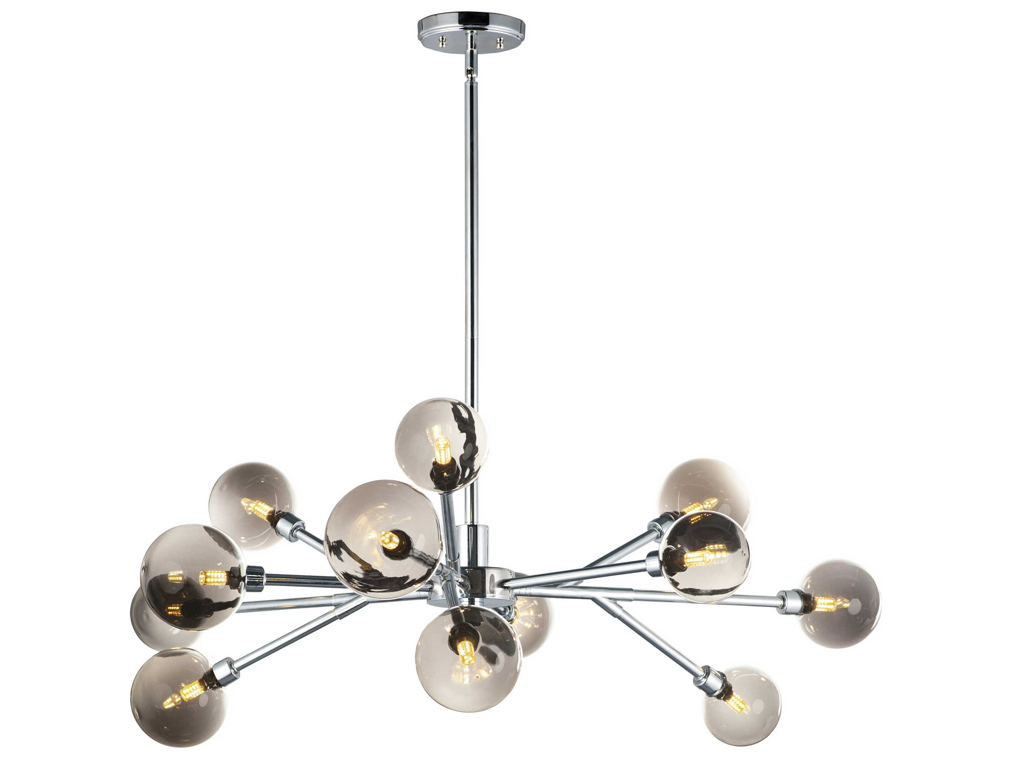 ET2 Asteroid 12-Light Polished Chrome Glass LED Globe Sputnik Chandelier