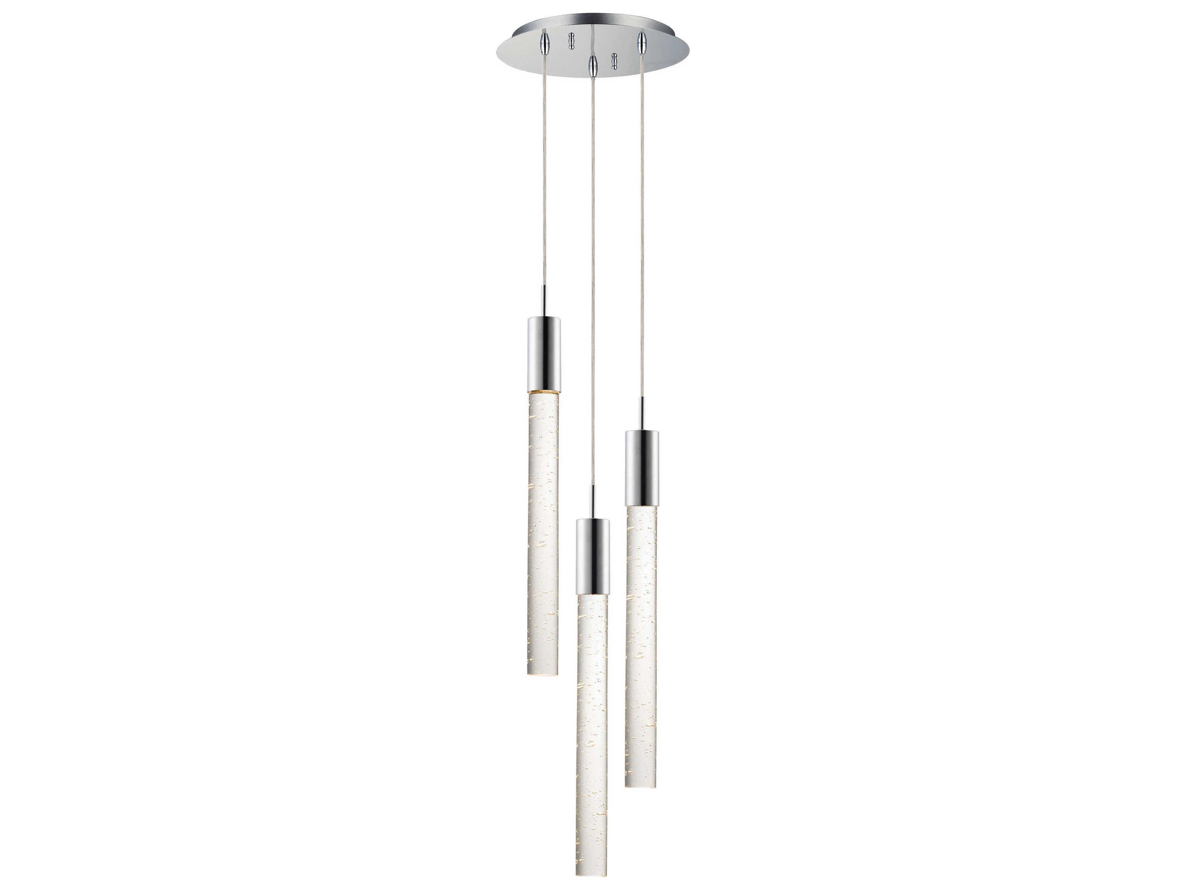 ET2 Big Fizz 3-Light Polished Chrome Crystal LED Cylinder Pendant