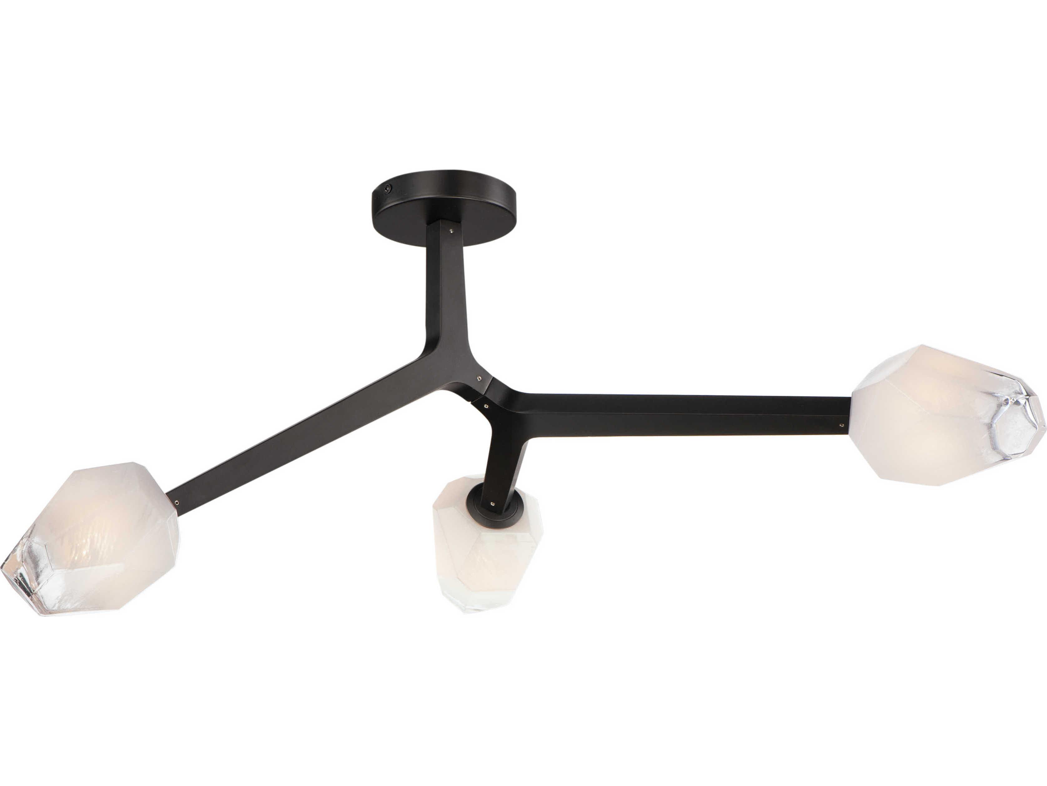 ET2 Blossom 3-Light Black Glass LED Geometric Semi Flush Mount