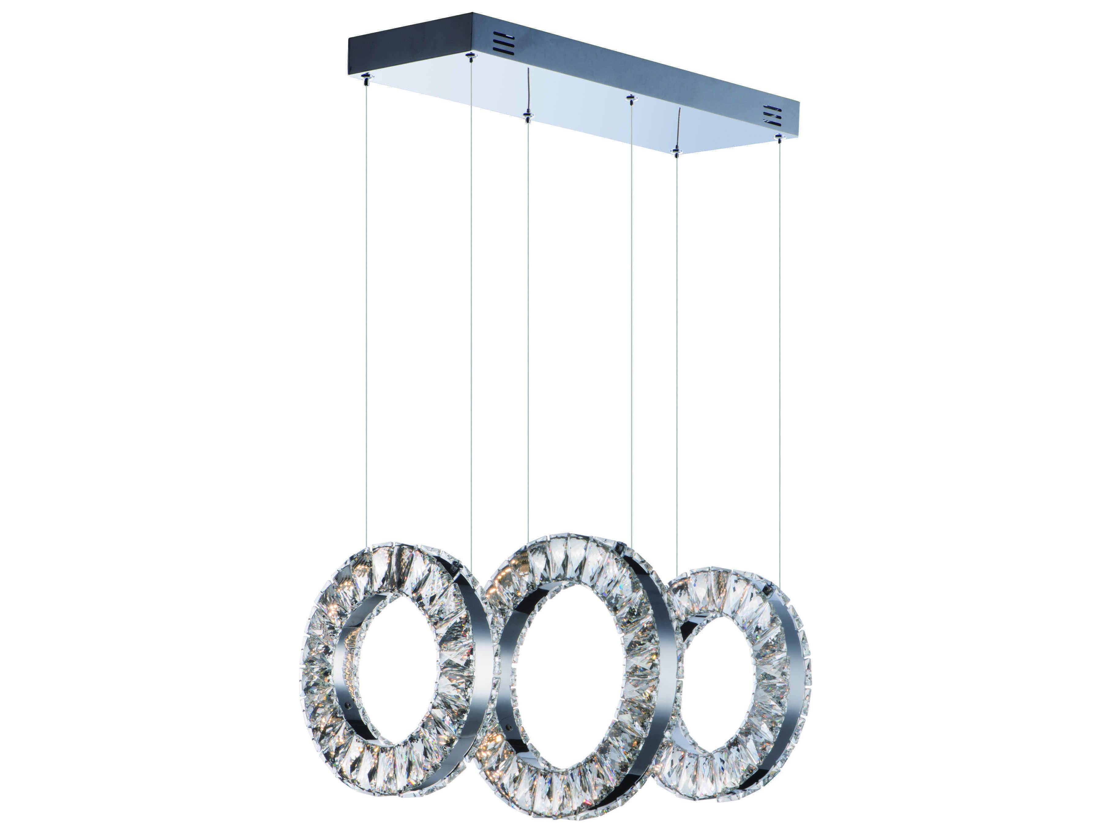 ET2 Charm 3-Light Polished Chrome Crystal LED Linear Round Island Pendant