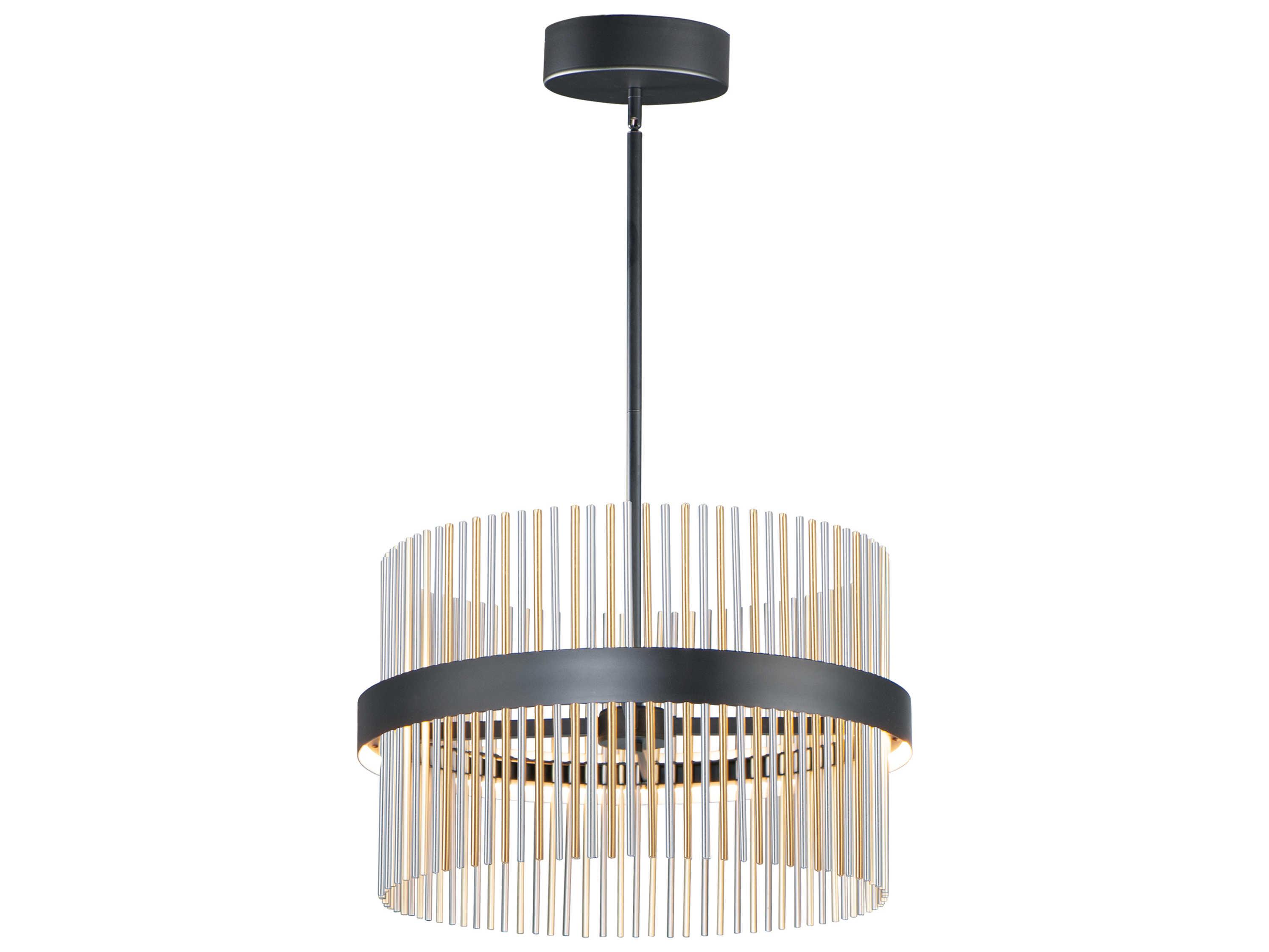 ET2 Chimes 2-Light Black Satin Nickel Brass LED Drum Pendant