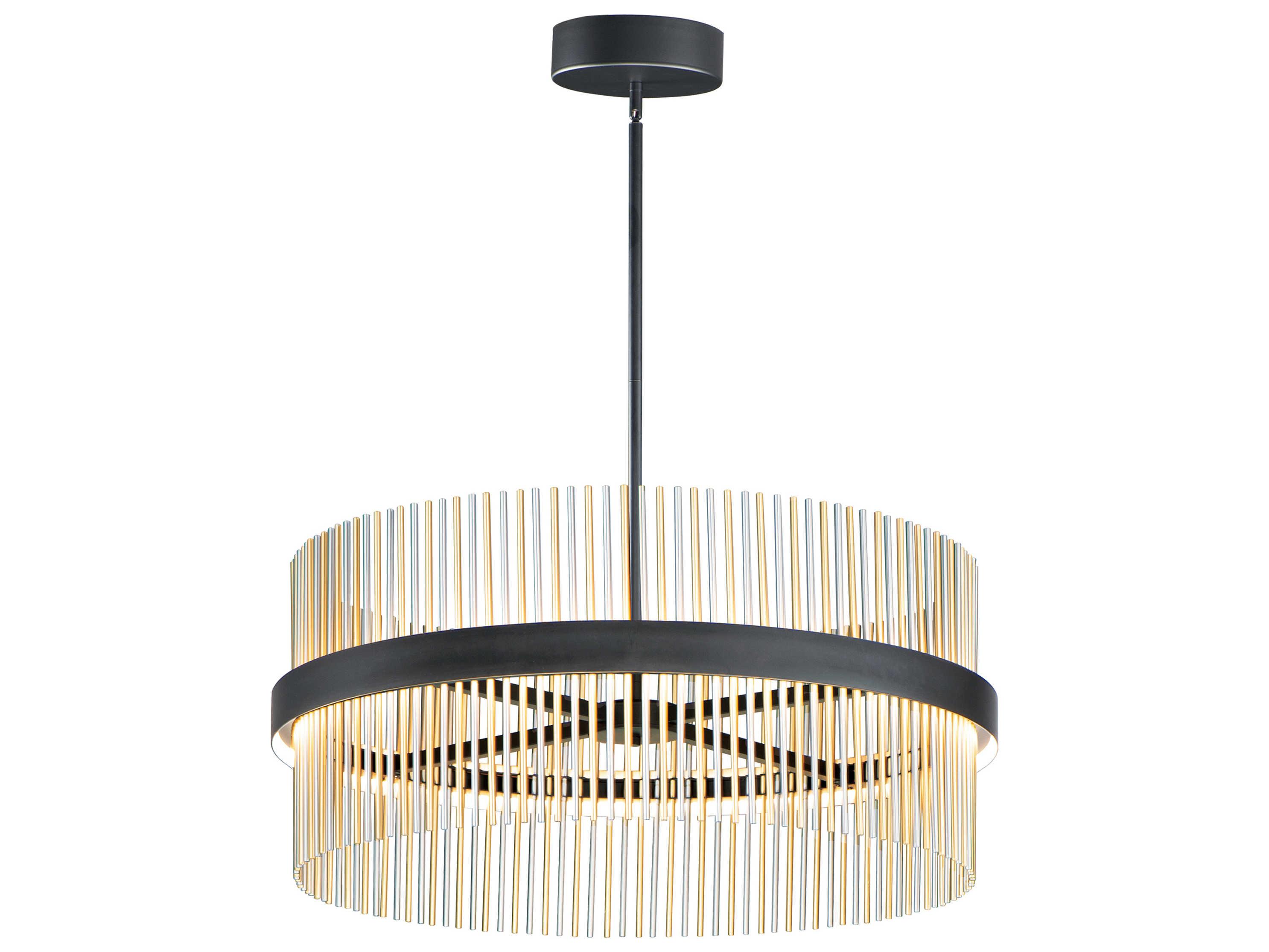 ET2 Chimes 2-Light Black Satin Nickel Brass LED Drum Pendant