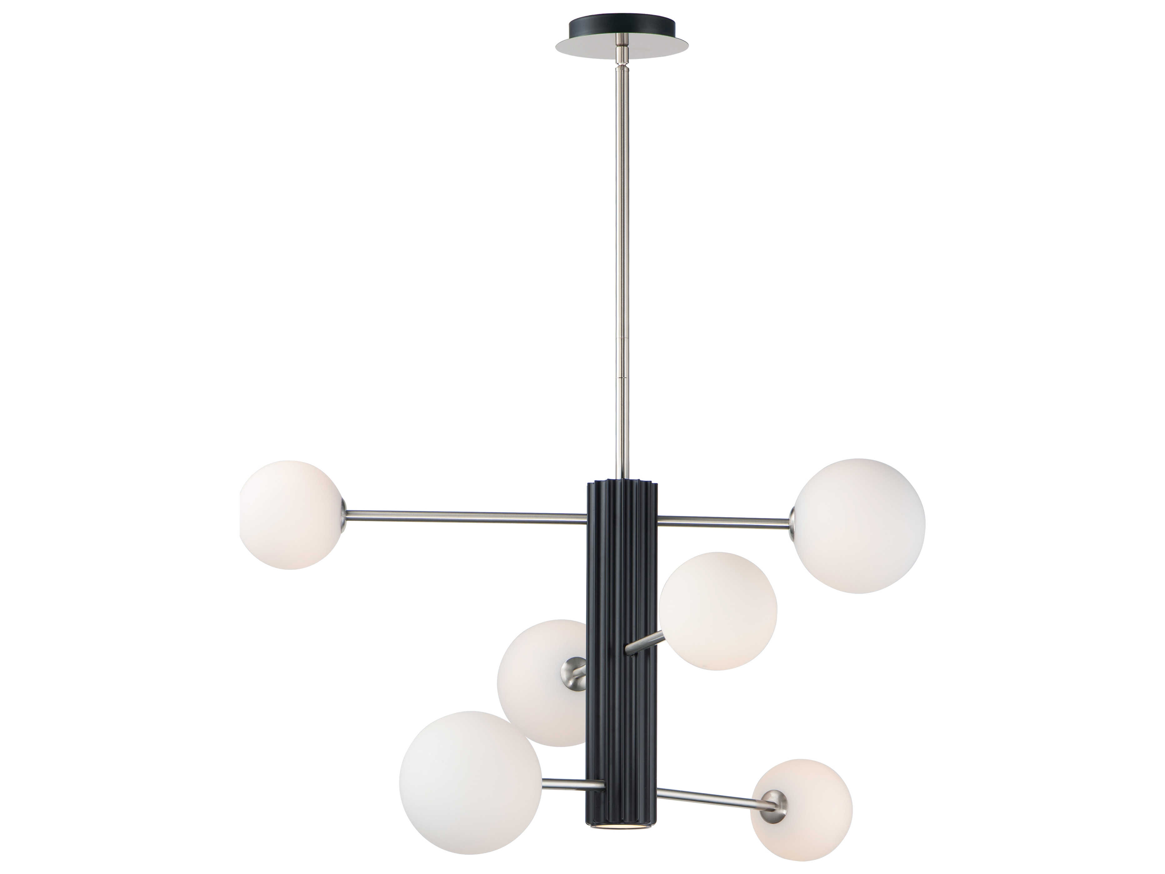 ET2 Cog 7-Light Black Satin Nickel Glass LED Globe Tiered Chandelier