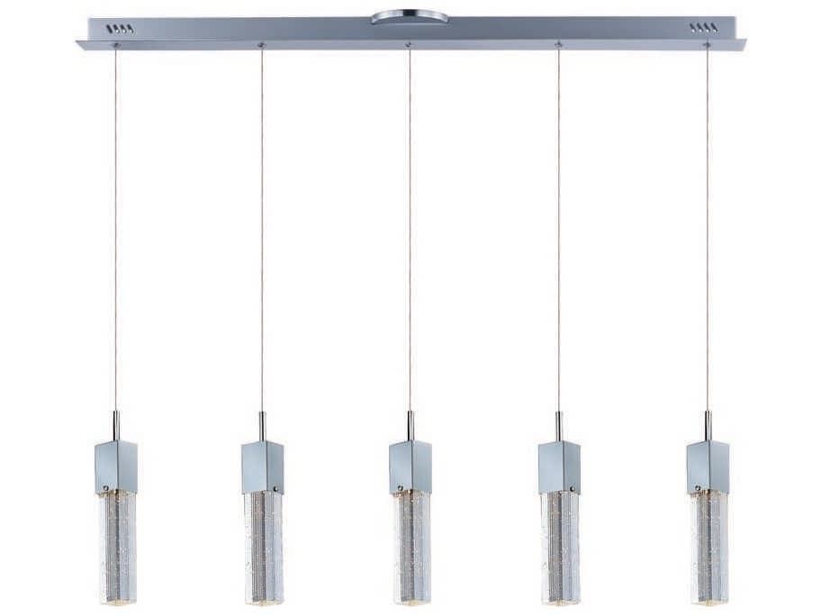 ET2 Fizz Iii 5-Light Polished Chrome Glass LED Cylinder Linear Island Pendant
