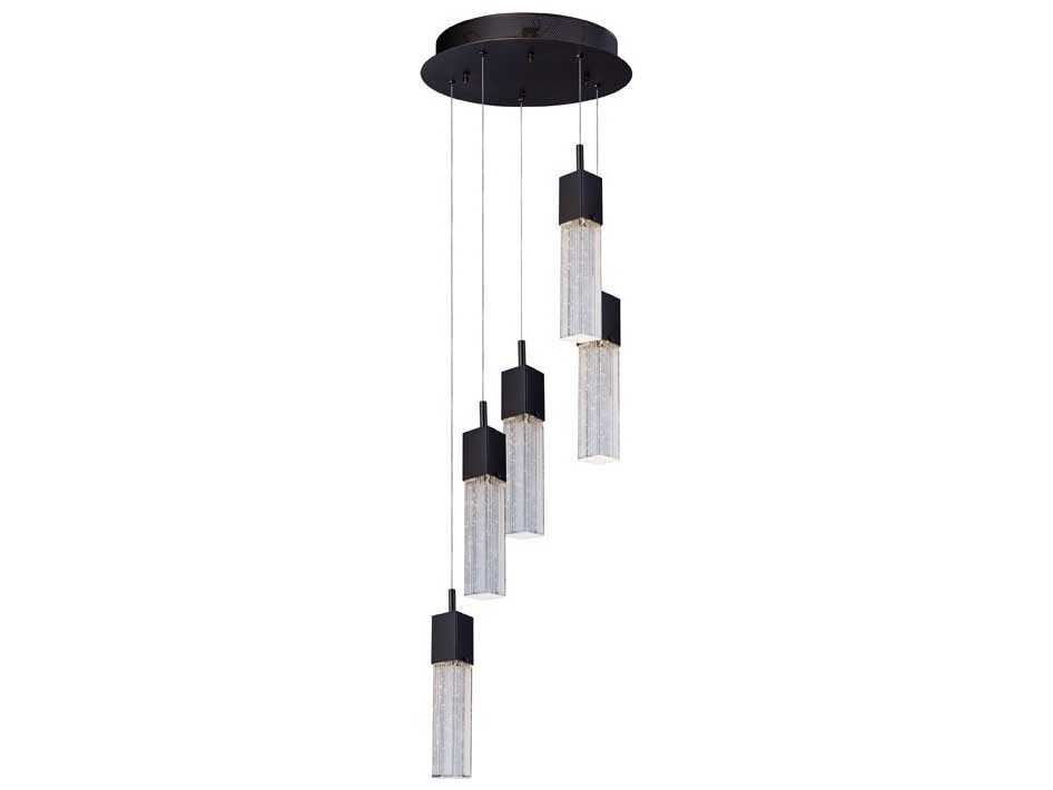 ET2 Fizz Iii 5-Light Bronze Glass LED Cylinder Linear Pendant