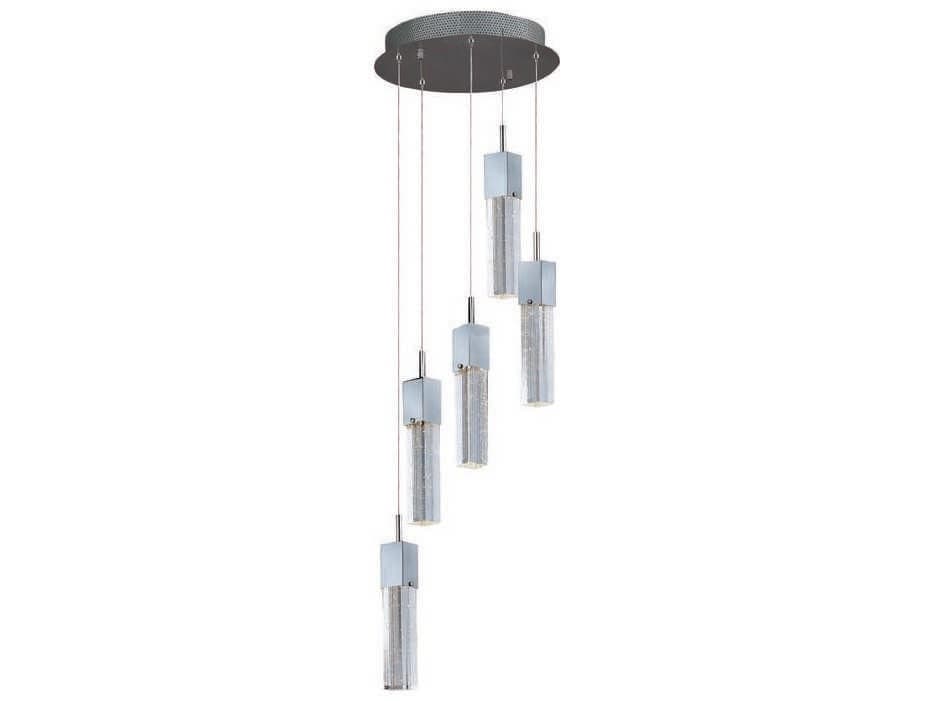 ET2 Fizz Iii 5-Light Polished Chrome Glass LED Cylinder Pendant