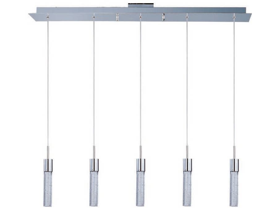 ET2 Fizz Iv 5-Light Polished Chrome Glass LED Cylinder Linear Island Pendant