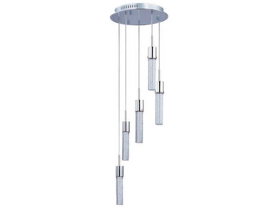 ET2 Fizz Iv 5-Light Polished Chrome Glass LED Cylinder Pendant