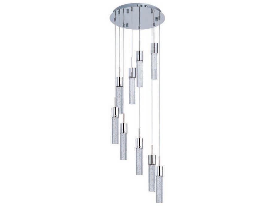 ET2 Fizz Iv 9-Light Polished Chrome Glass LED Cylinder Pendant