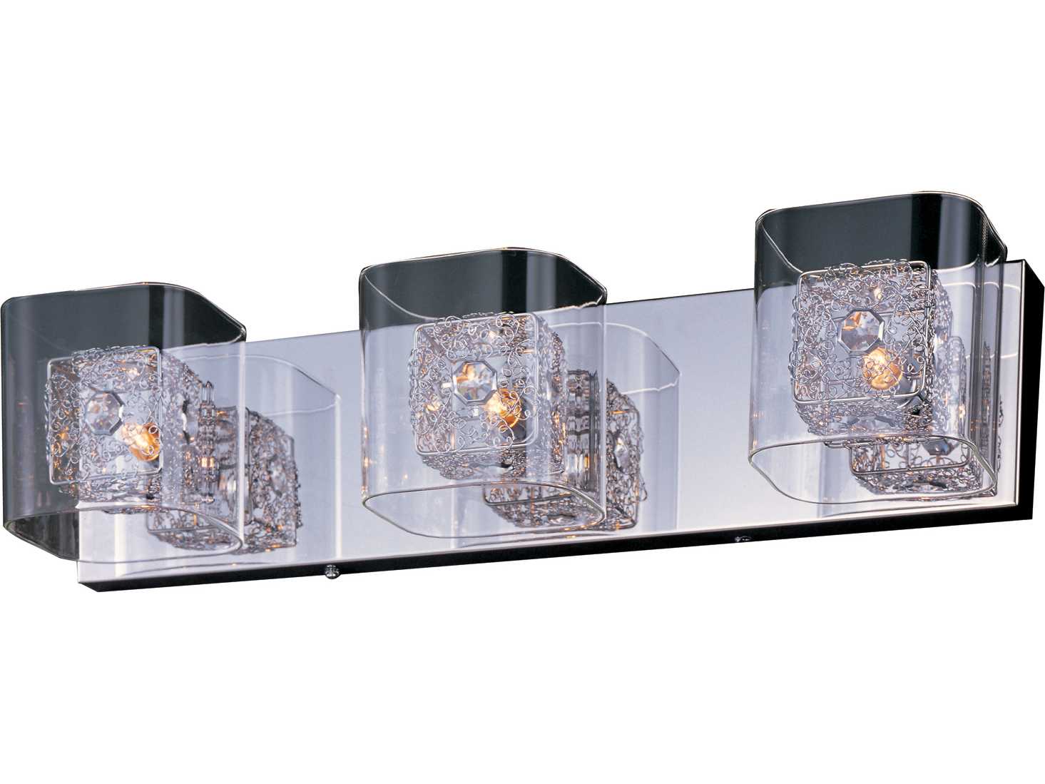 ET2 Gem 3-Light Polished Chrome With Silver Crystal Glass Vanity Light