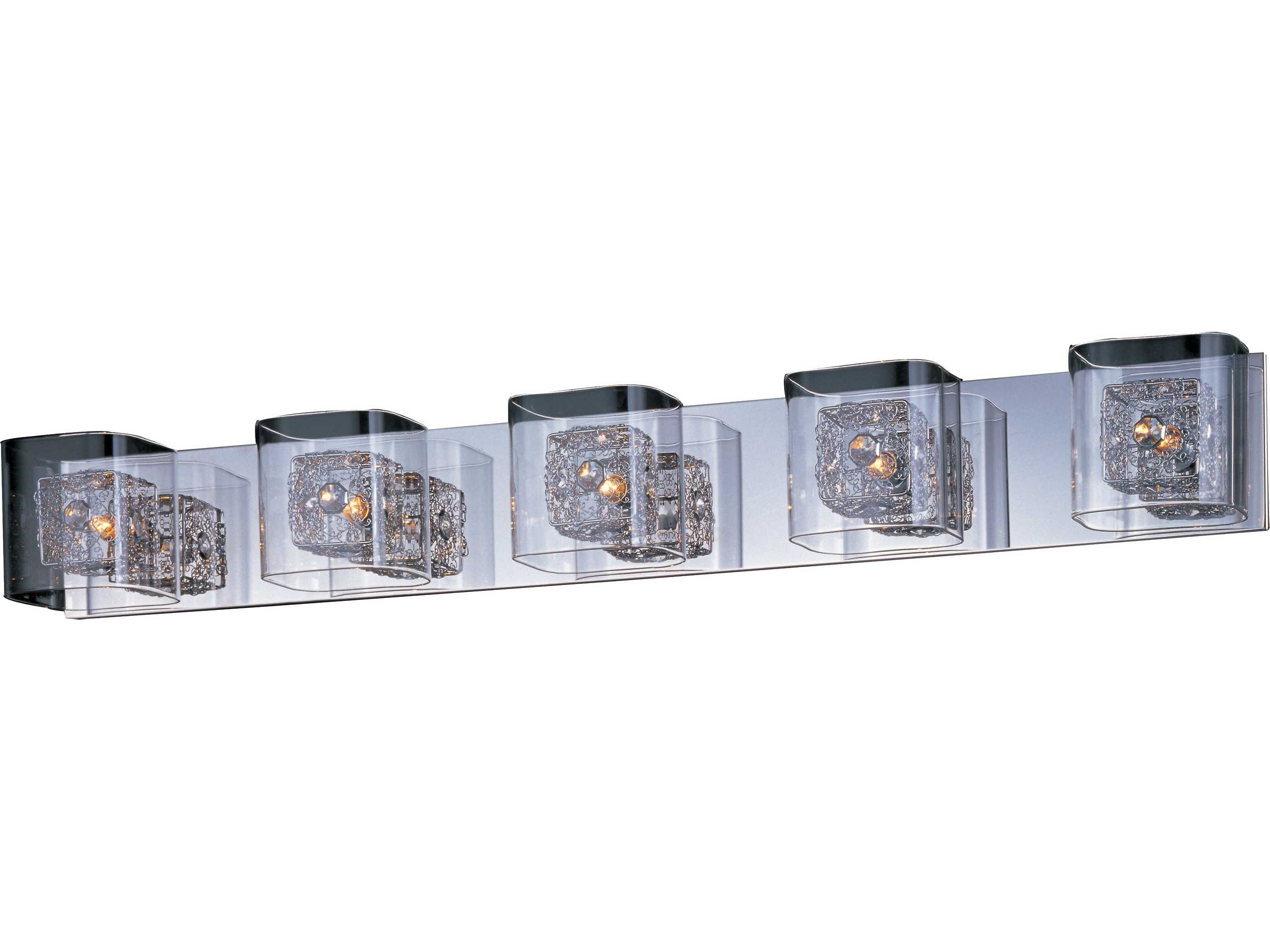 ET2 Gem 5-Light Polished Chrome With Silver Crystal Glass Vanity Light
