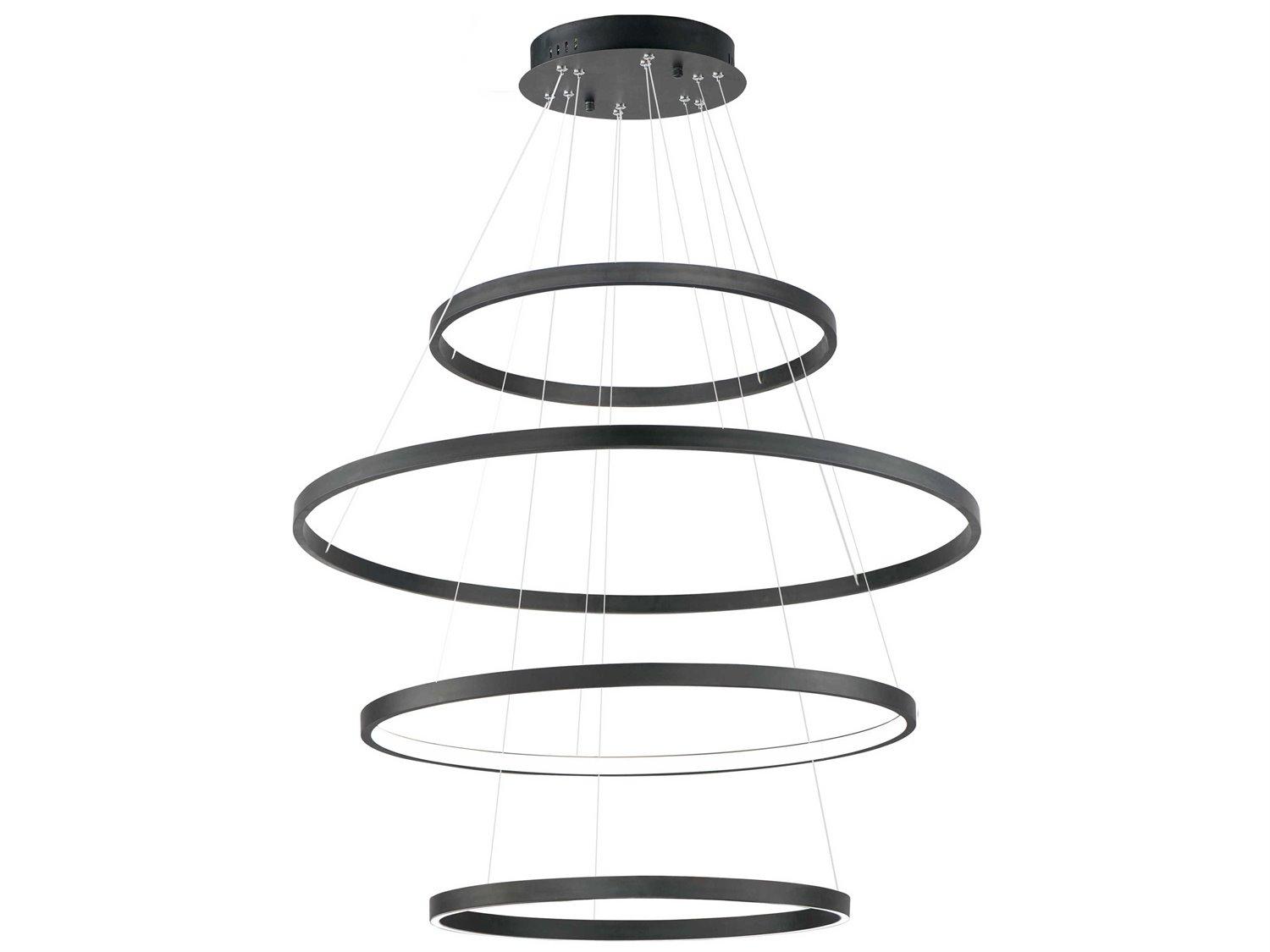 ET2 Groove 4-Light Black LED Round Tiered Pendant