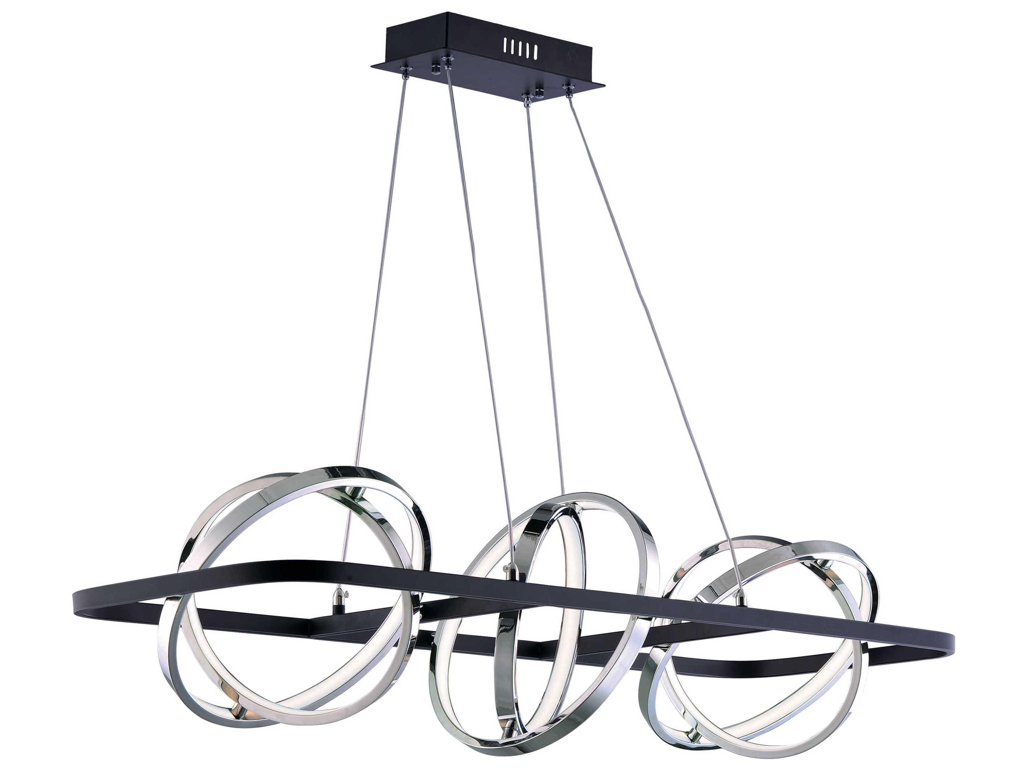 ET2 Gyro Ii 6-Light Black Polished Chrome LED Geometric Linear Island Pendant