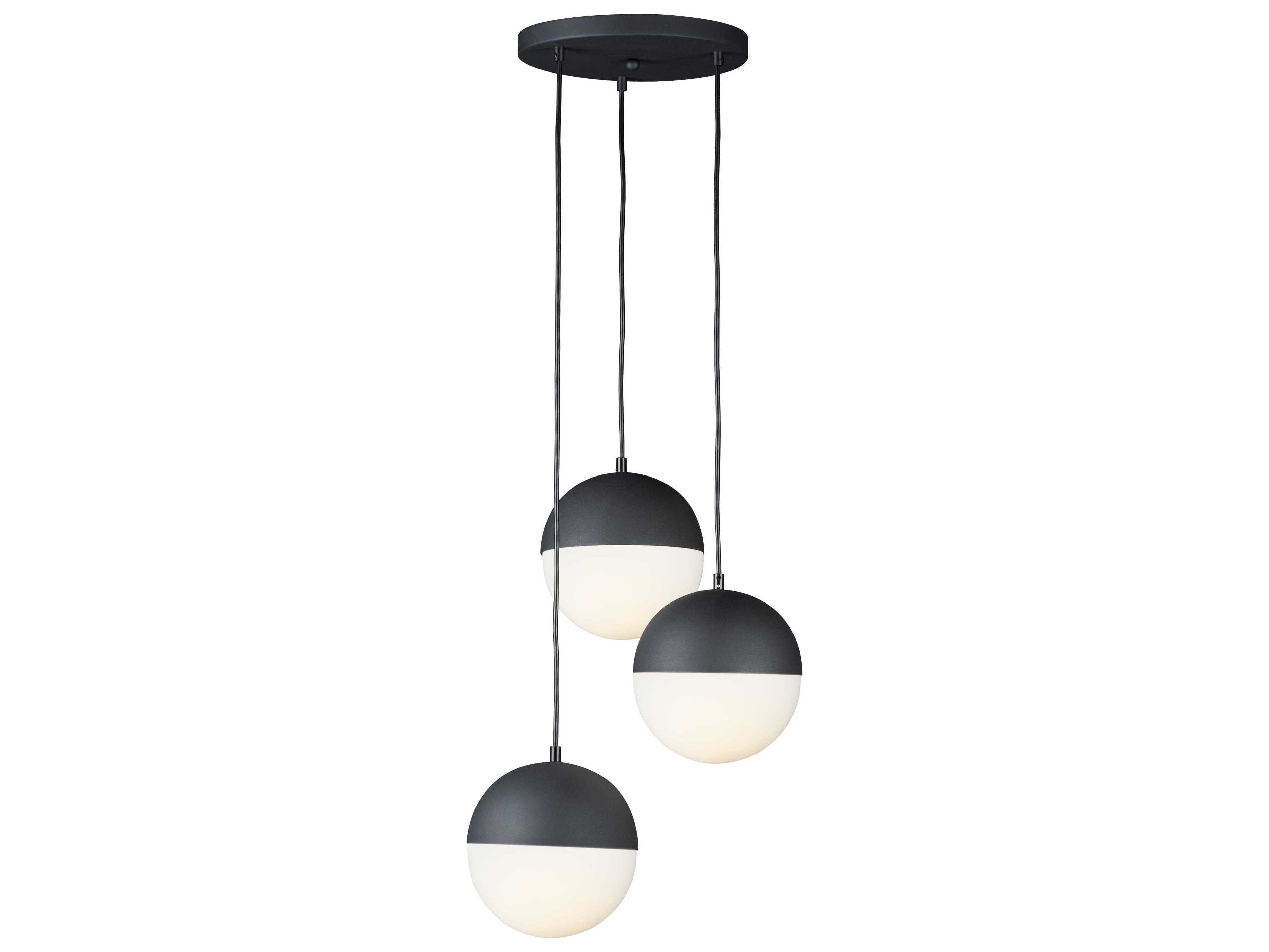 ET2 Half Moon 3-Light Black Glass LED Globe Pendant