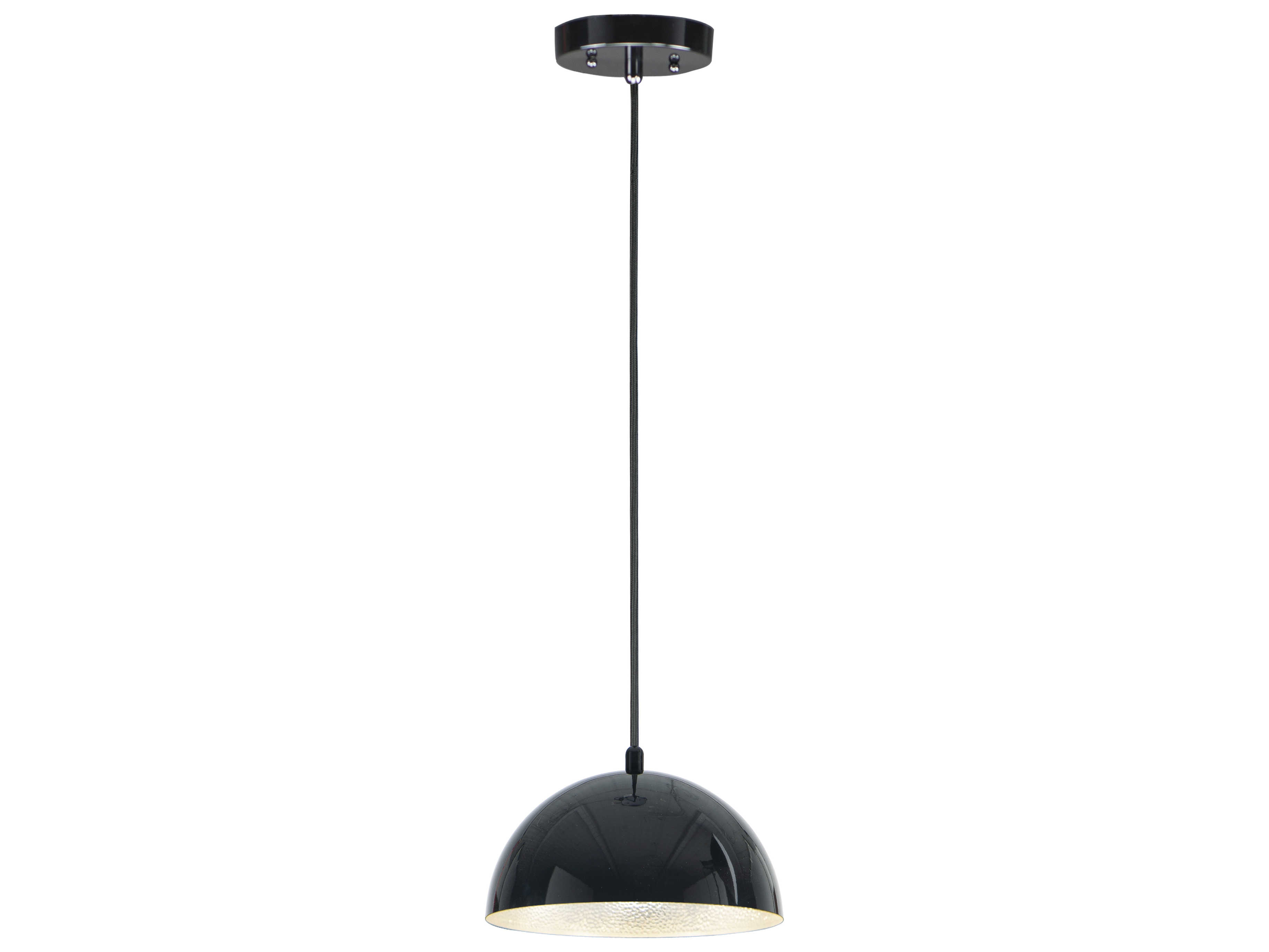 ET2 1-Light Gloss Black Aluminum Silver LED Dome Mini Pendant