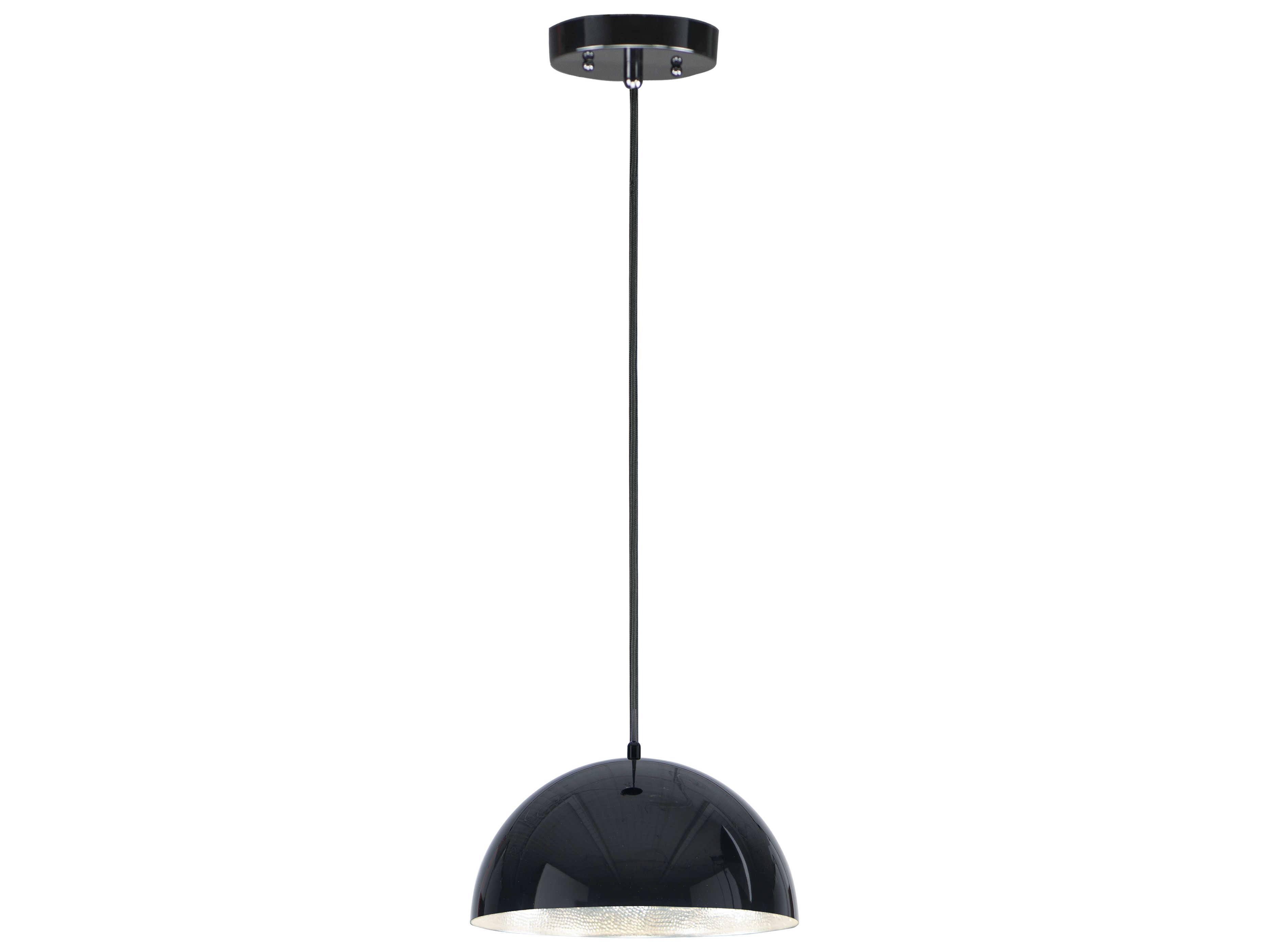 ET2 Hemisphere 1-Light Gloss Black Aluminum Silver LED Dome Pendant