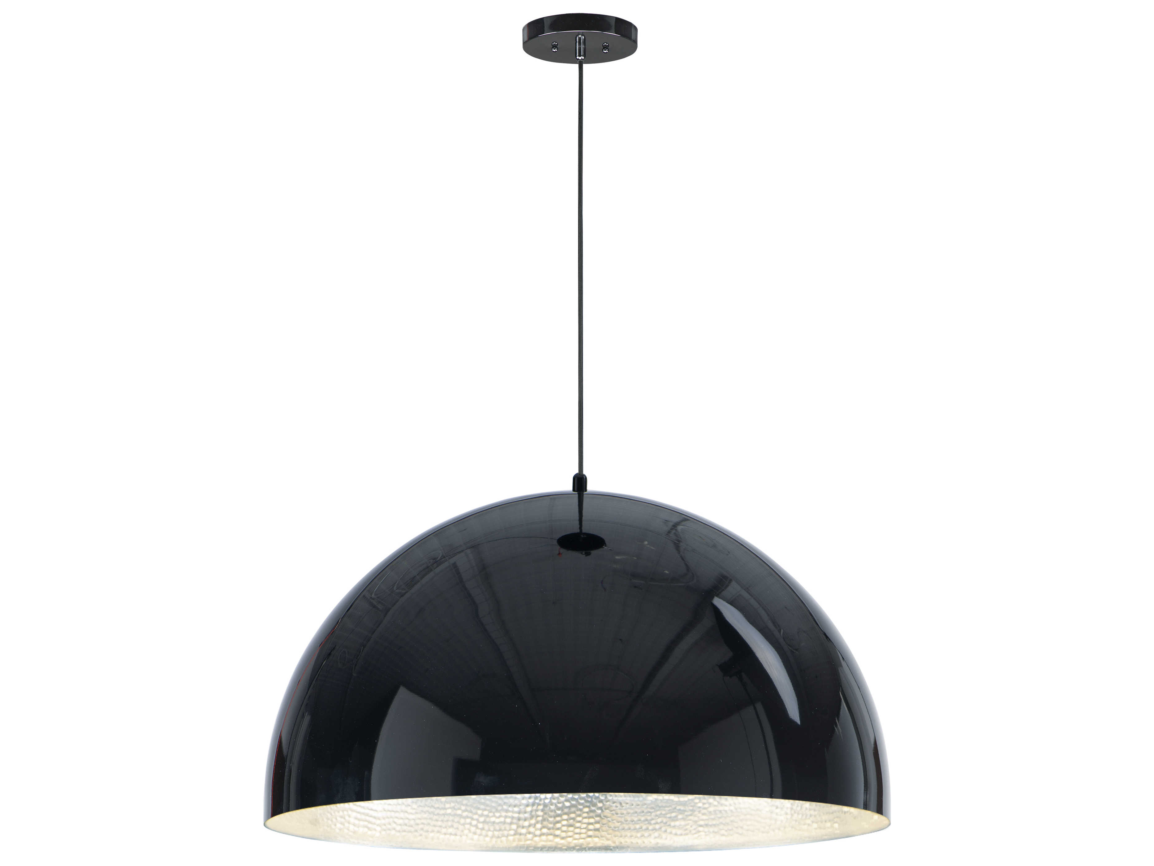 ET2 Hemisphere 1-Light Gloss Black Aluminum Silver LED Dome Pendant