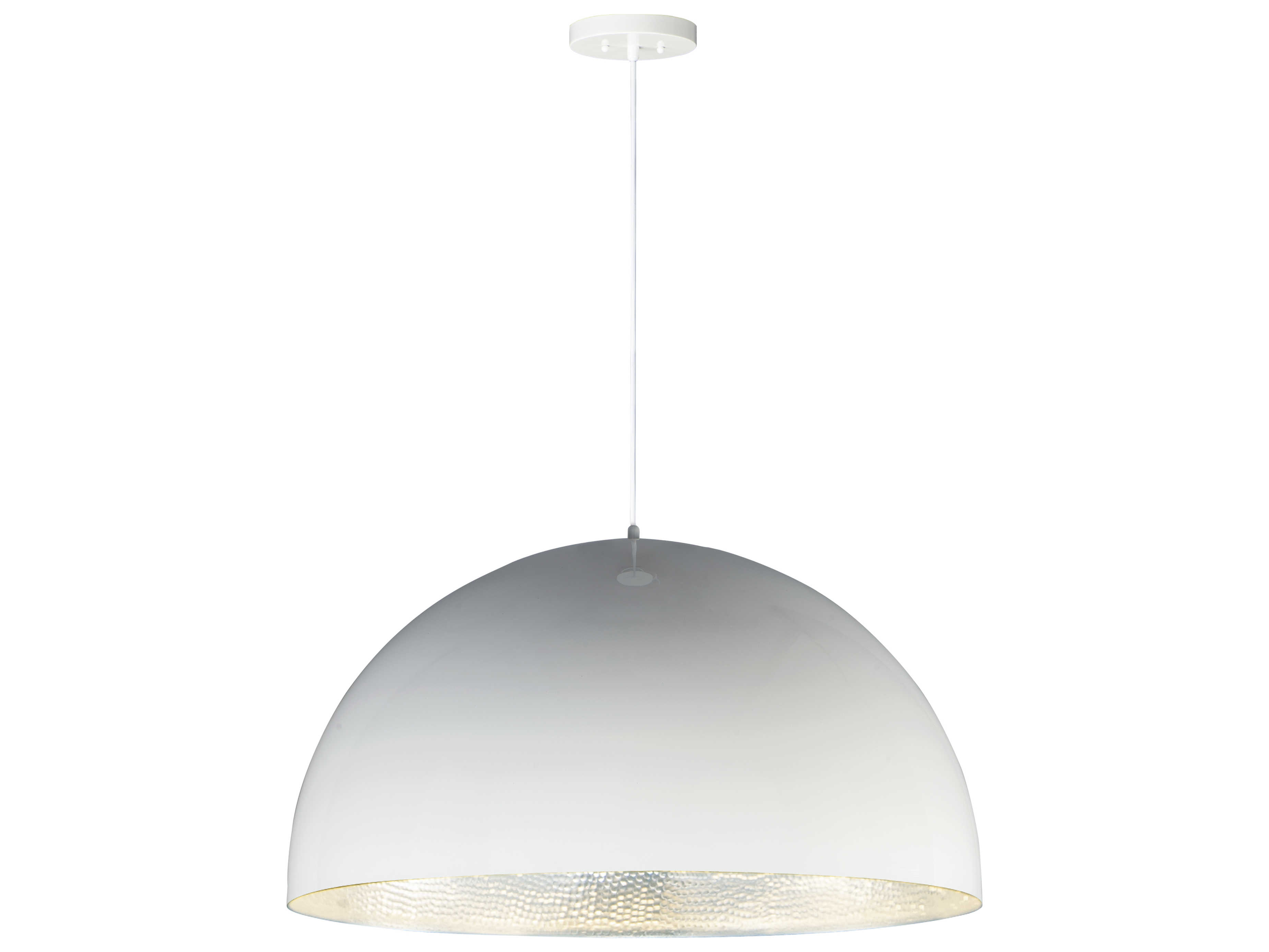 ET2 Hemisphere 1-Light Gloss White Aluminum Silver LED Dome Pendant
