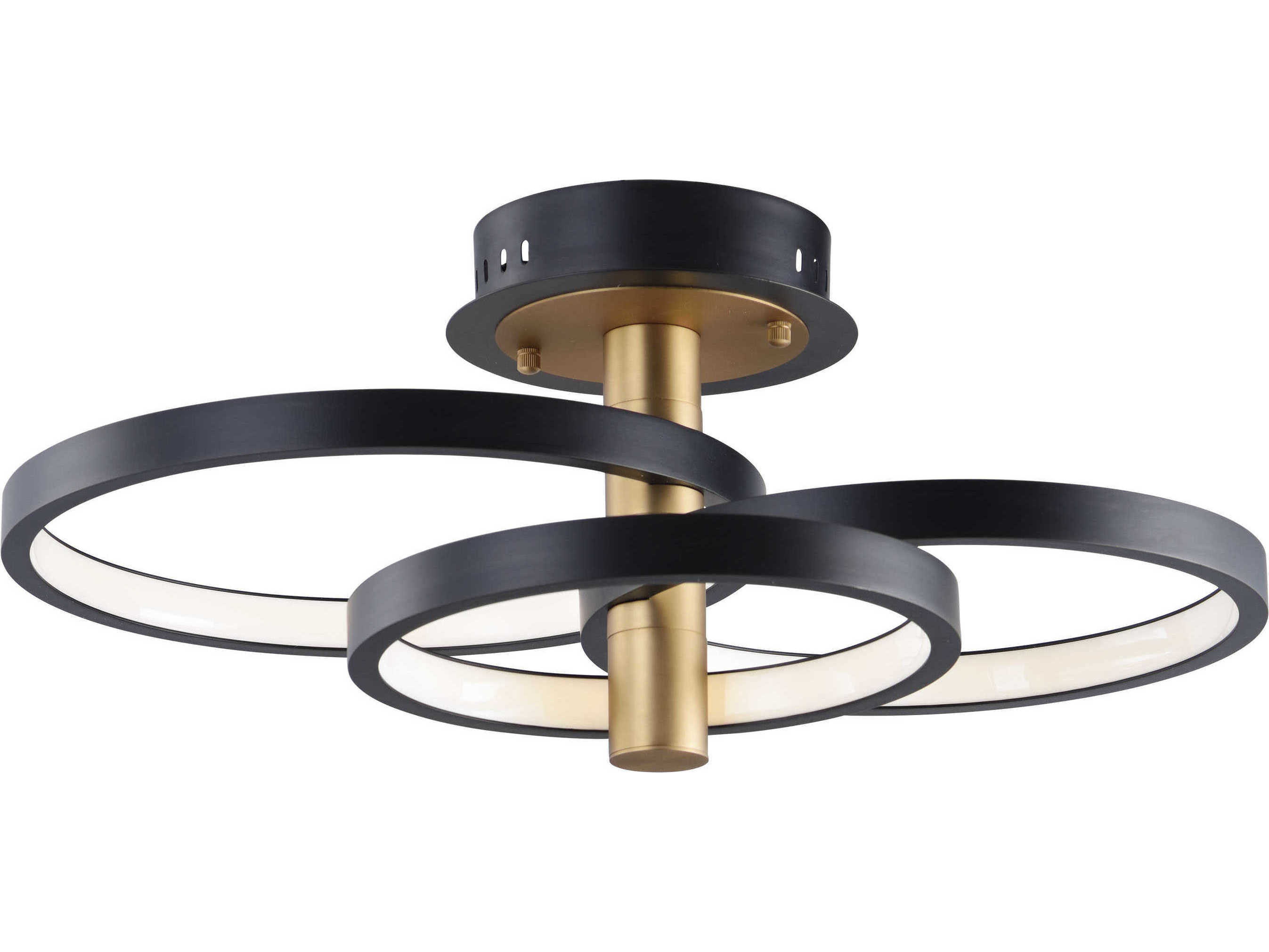 ET2 Hoopla 3-Light Black Gold LED Round Tiered Semi Flush Mount