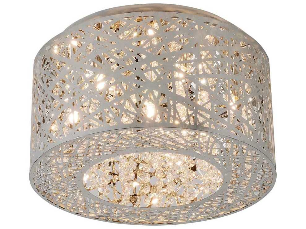 ET2 Inca Polished Chrome Crystal Drum Flush Mount