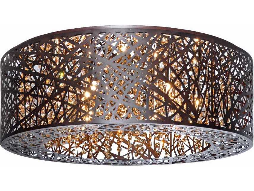 ET2 Inca Bronze Crystal Drum Flush Mount