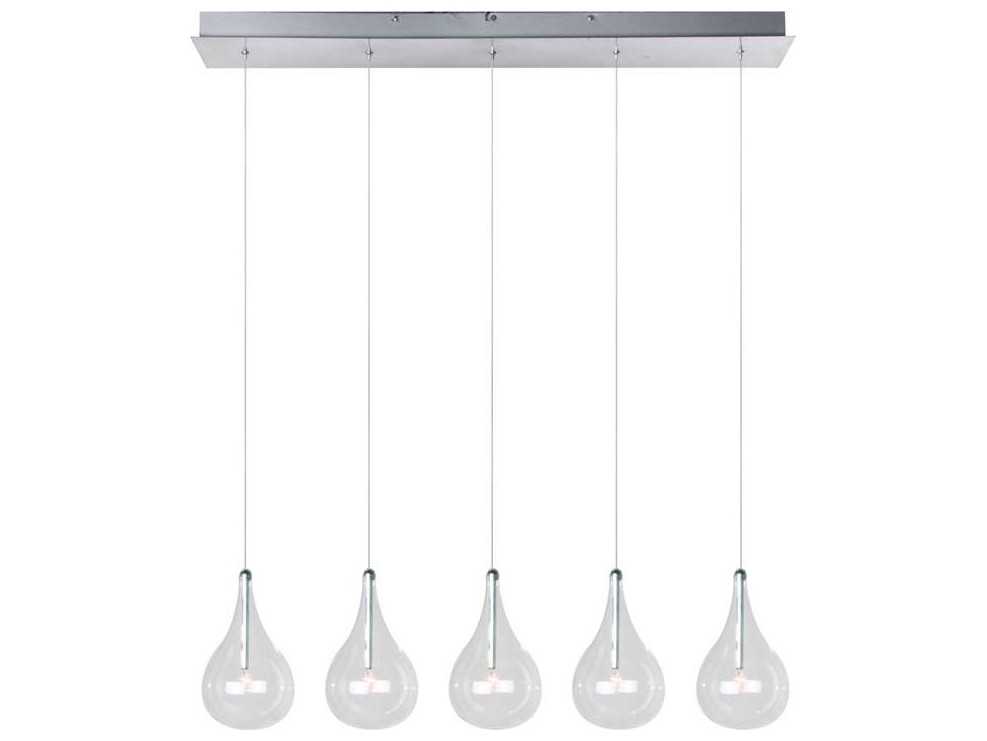 ET2 Larmes 5-Light Polished Chrome Glass Linear Island Pendant