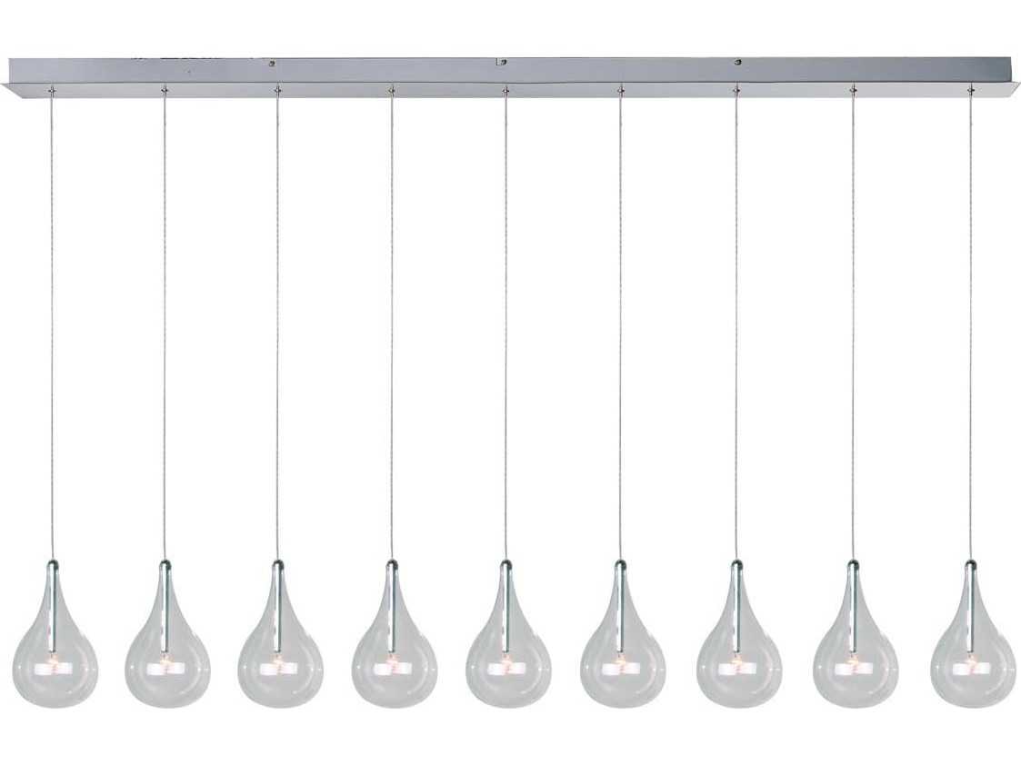 ET2 Larmes 9-Light Polished Chrome Glass Linear Island Pendant