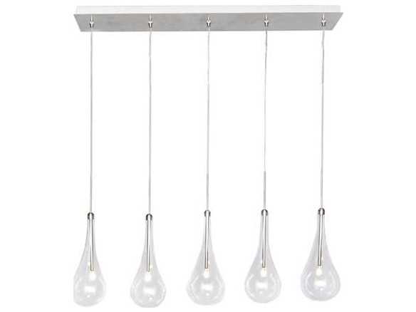 ET2 Larmes Led 5-Light Polished Chrome Glass LED Linear Island Pendant