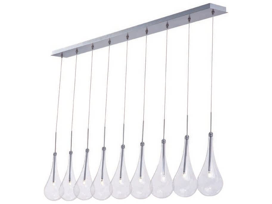 ET2 Larmes Led 9-Light Polished Chrome Glass LED Linear Island Pendant