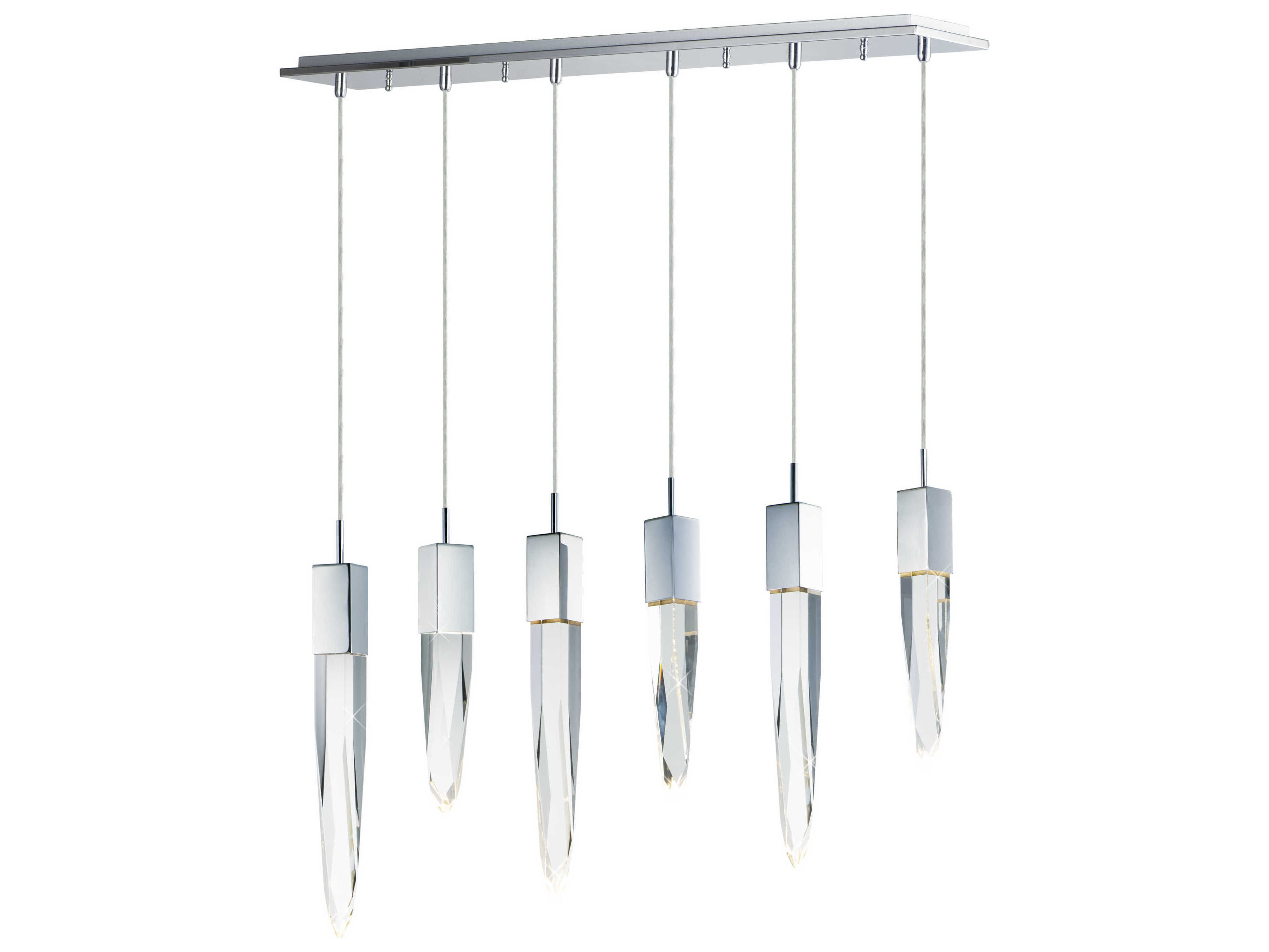 ET2 Quartz 6-Light Polished Chrome Clear Crystal Glass Linear Island Pendant