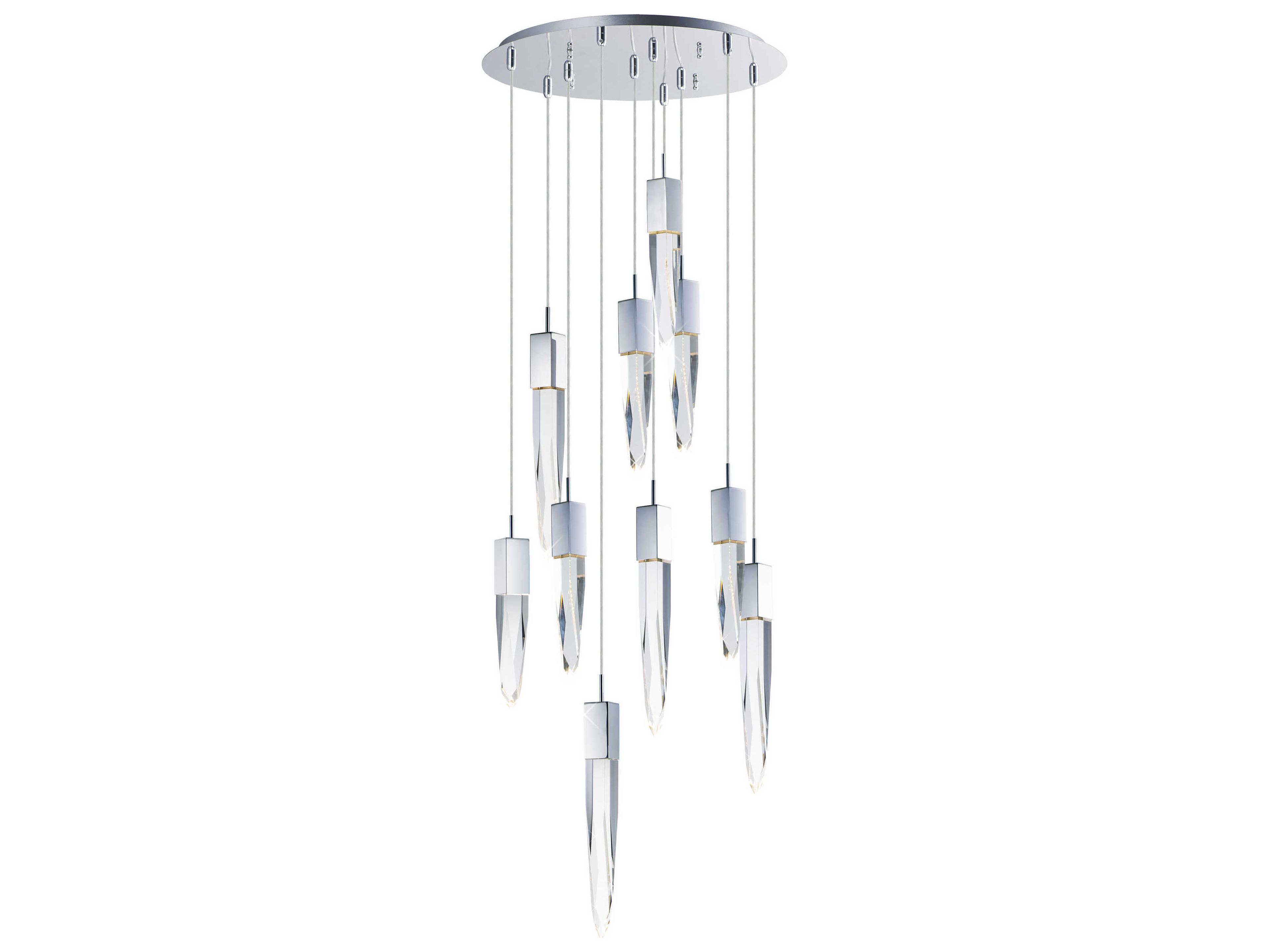 ET2 Quartz 10-Light Polished Chrome Clear Crystal Glass Tiered Pendant