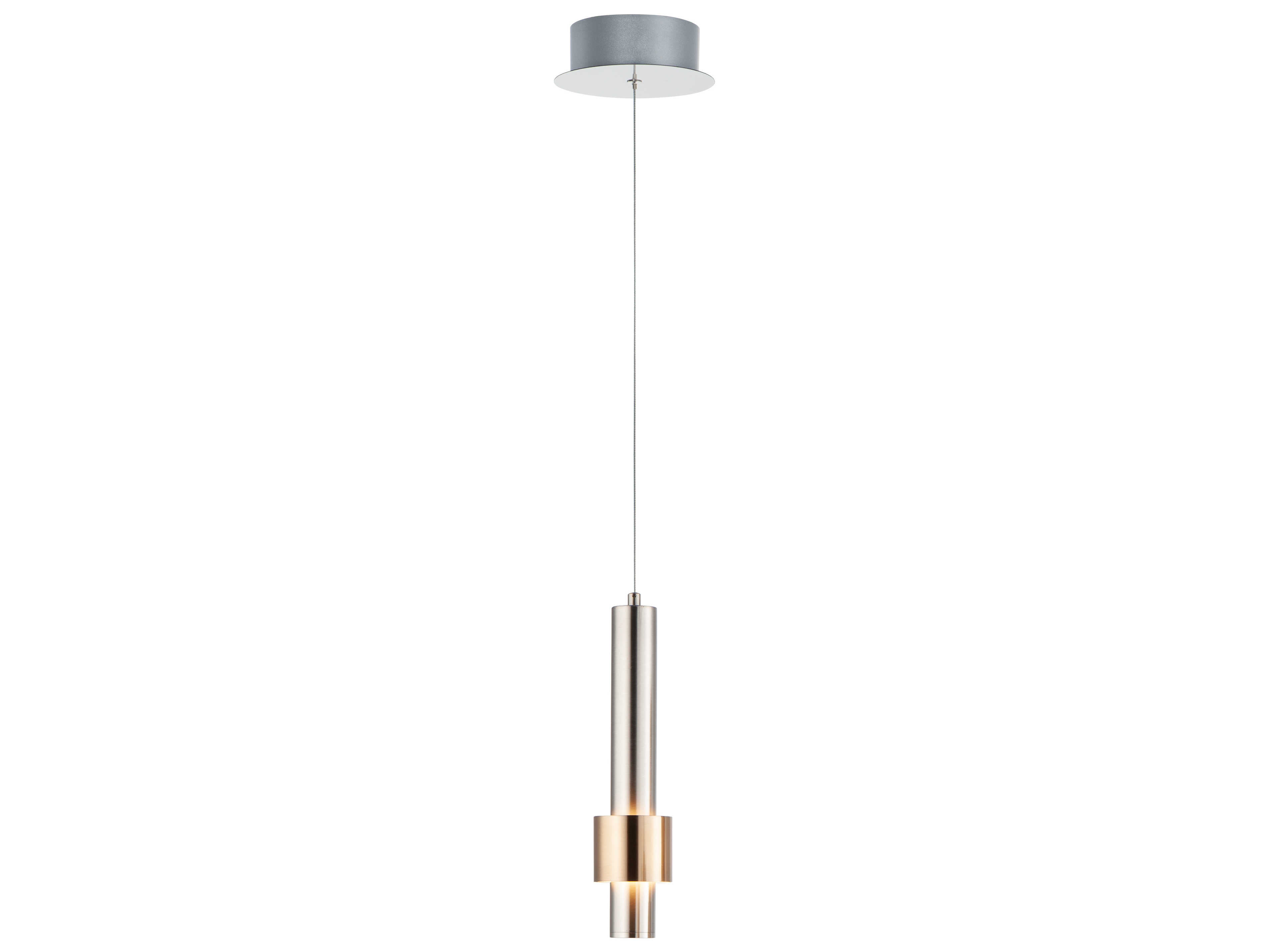 ET2 1-Light Satin Nickel Brass LED Cylinder Geometric Mini Pendant
