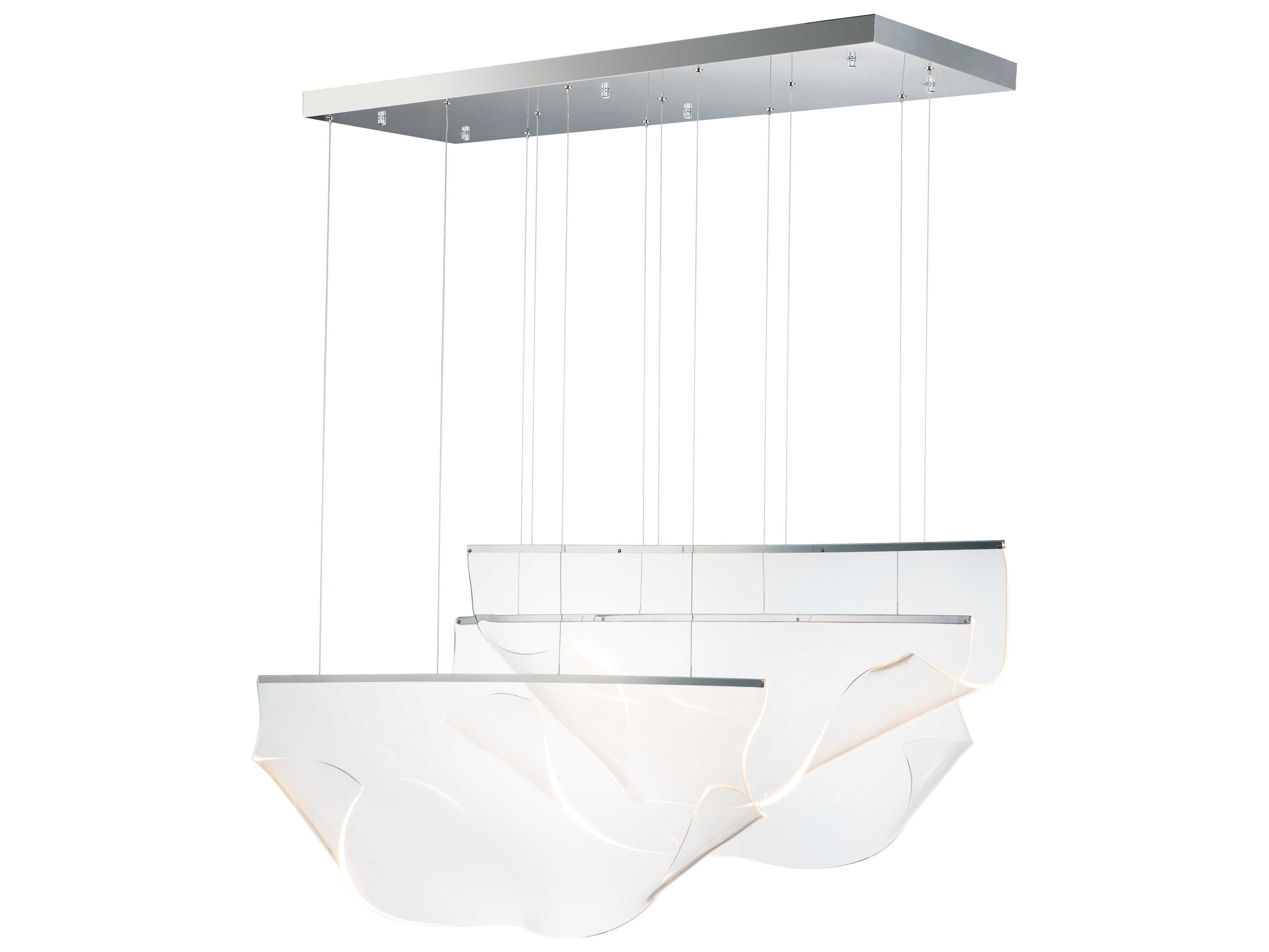 ET2 Rinkle 3-Light Polished Chrome LED Linear Tiered Island Pendant