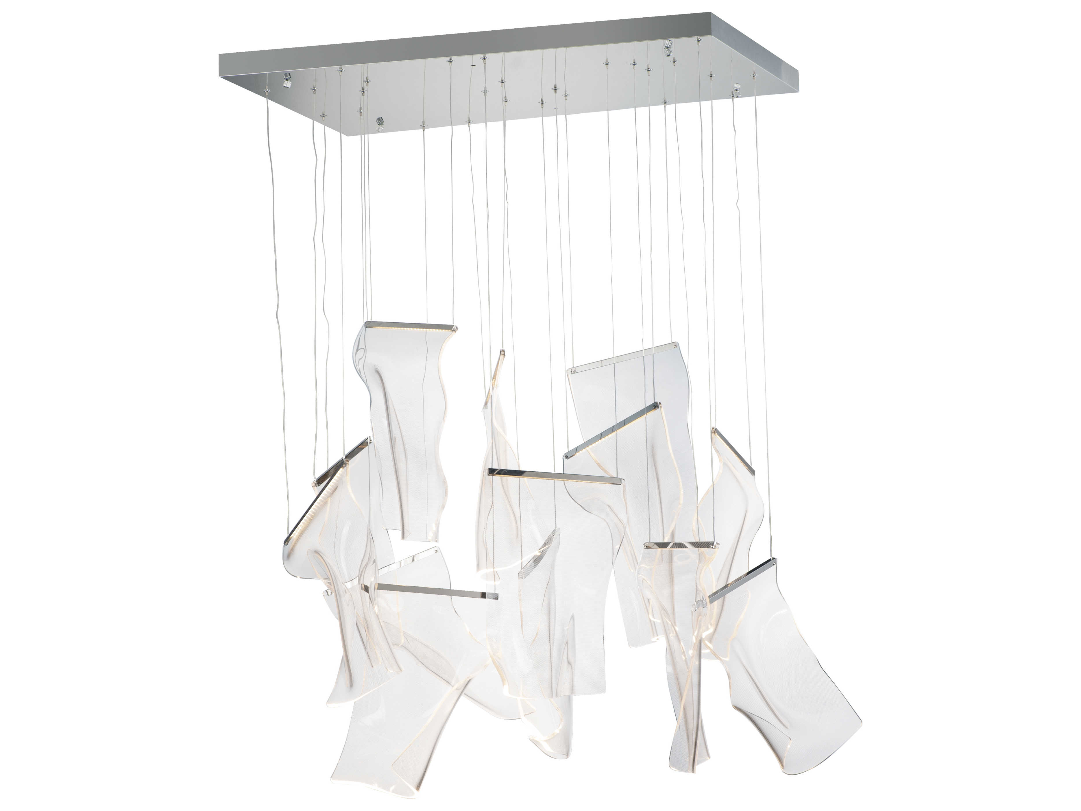 ET2 Rinkle 13-Light Polished Chrome LED Linear Tiered Island Pendant